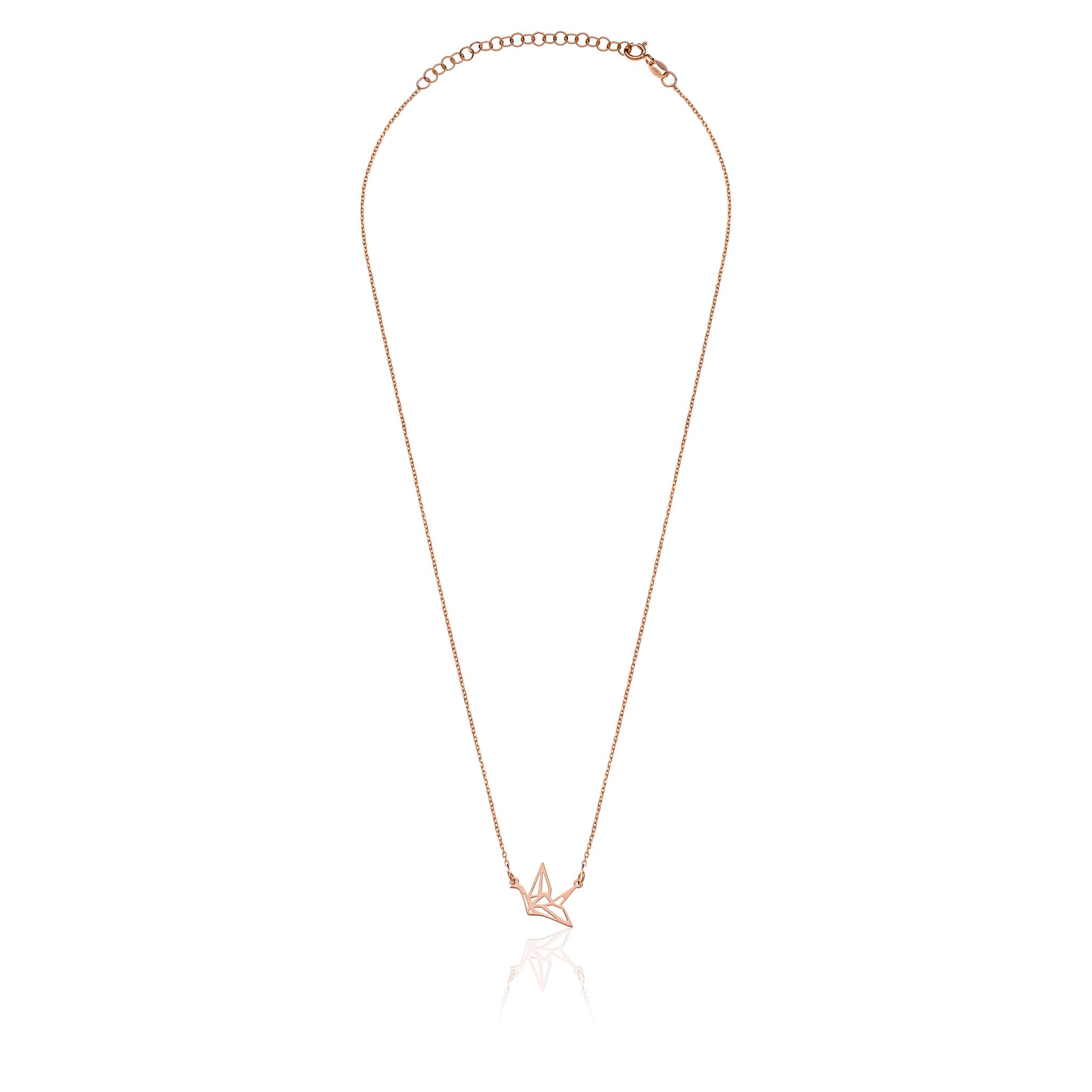 Collana con Origami Gru in Argento 925 Placcato Oro Rosa - Aka Gioielli
