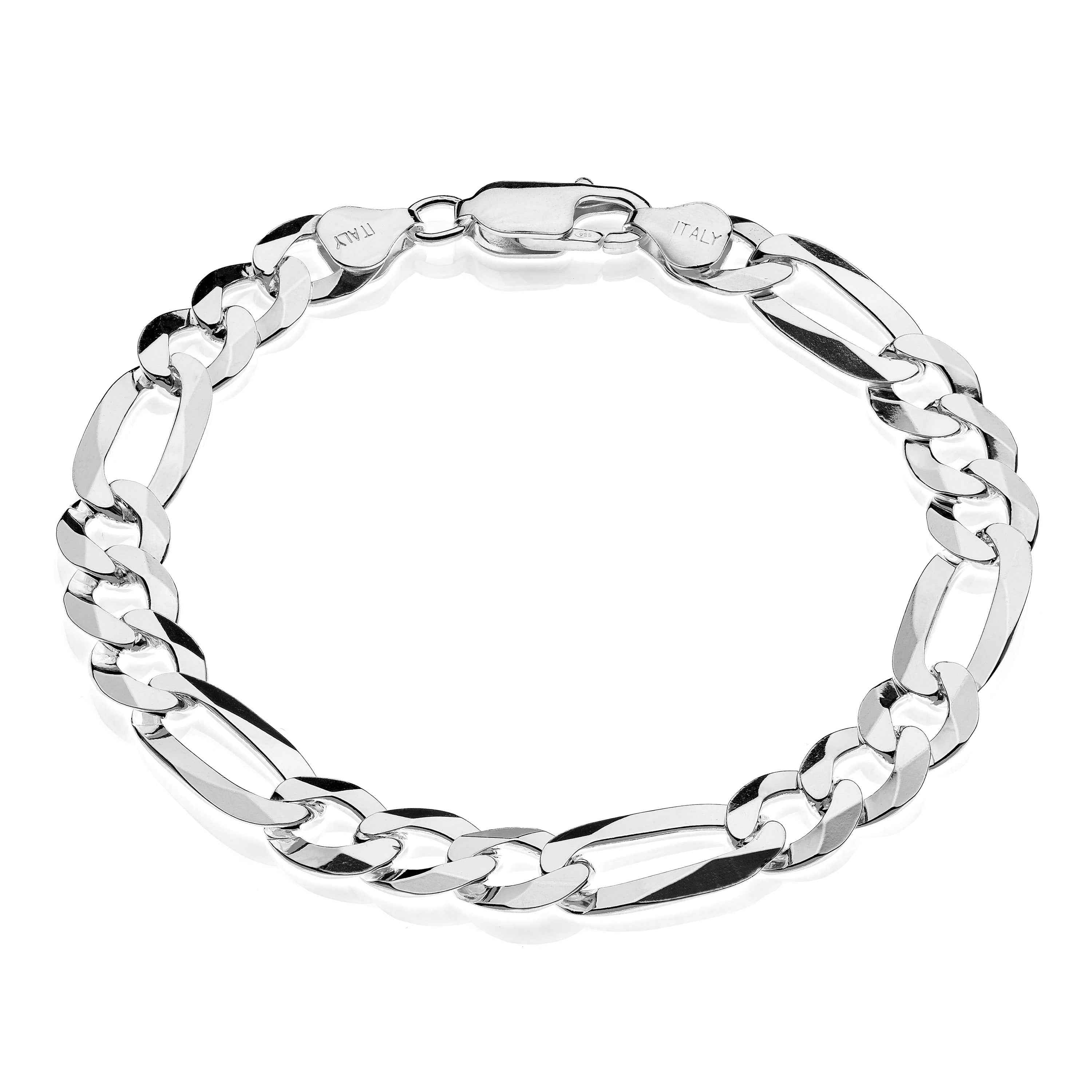 9mm Figaro Mesh Bracelet in 925 Silver – Aka Gioielli