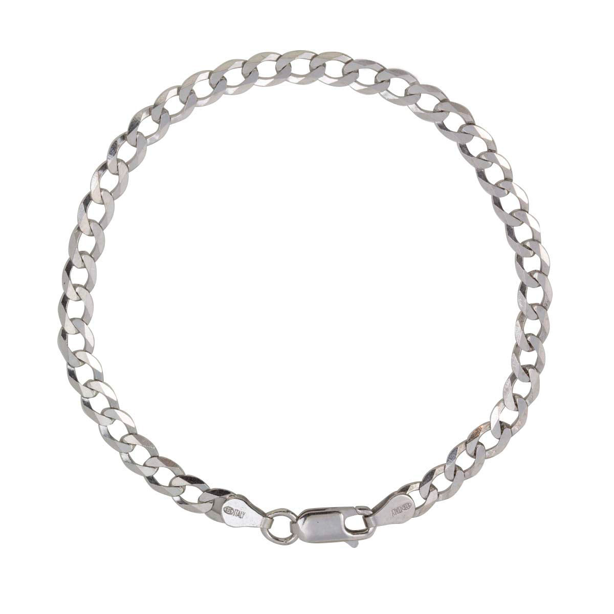 Bracciale Maglia Groumette Piatta 4 mm in Argento 925 Rodiato - Aka Gioielli