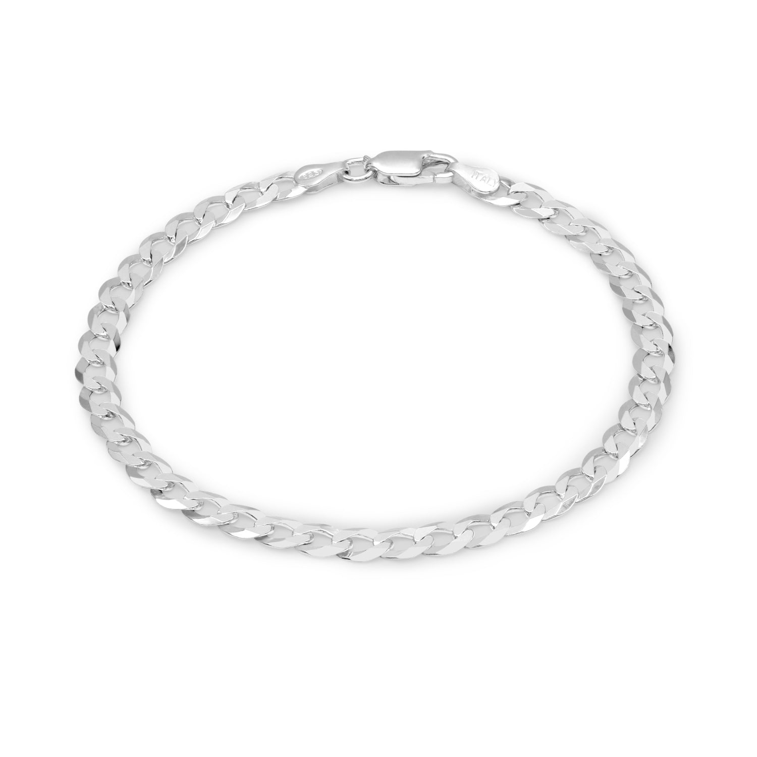 Bracciale Maglia Groumette Piatta 4 mm in Argento 925 Rodiato - Aka Gioielli