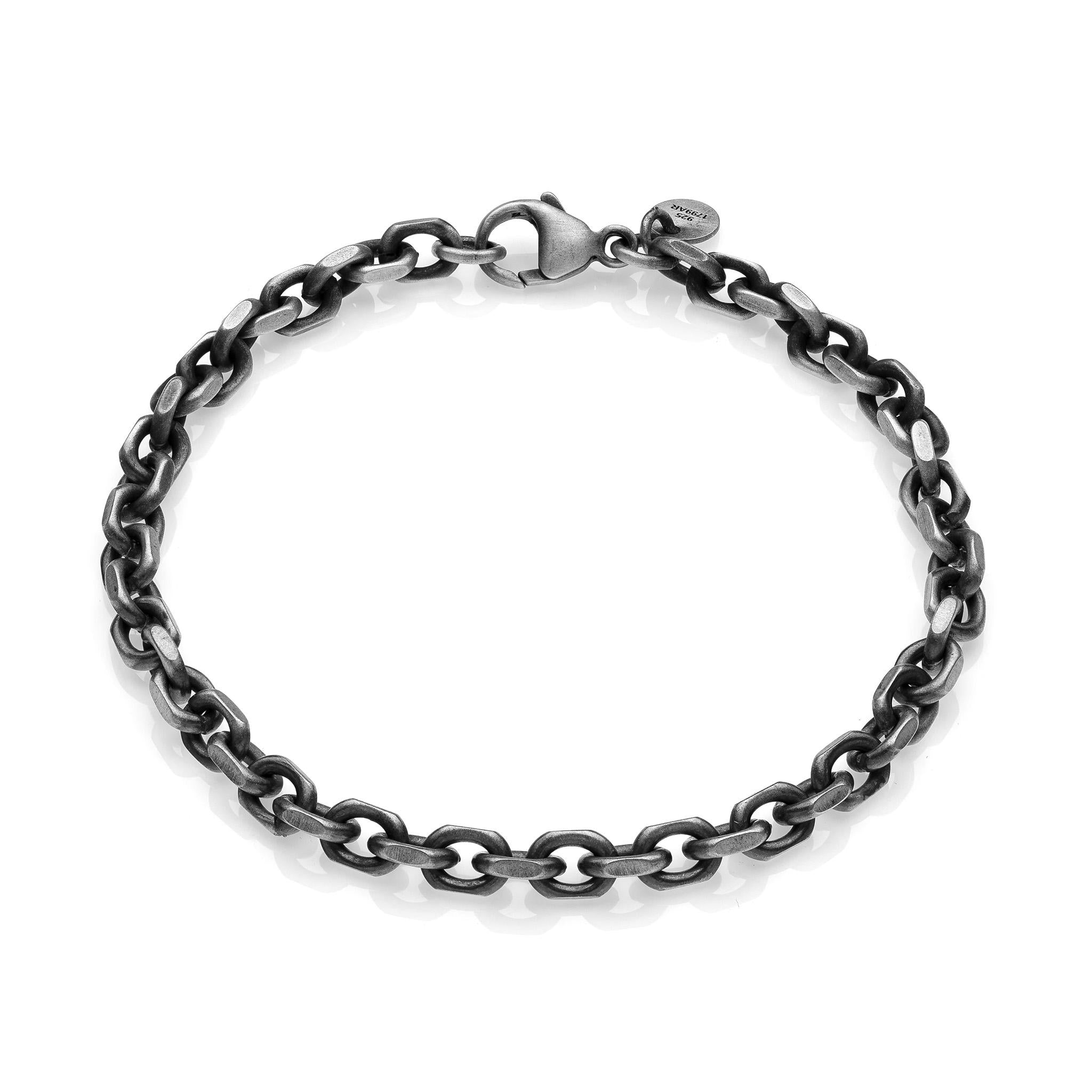 5mm Link Bracelet in 925 Silver Burnished Black