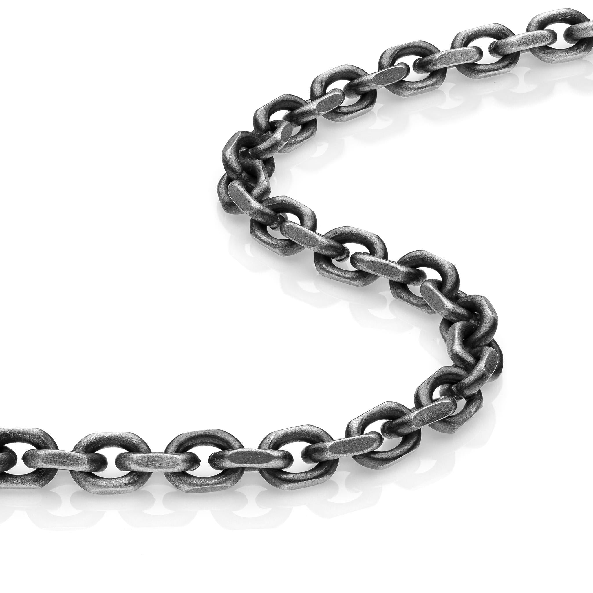 5mm Link Bracelet in 925 Silver Burnished Black