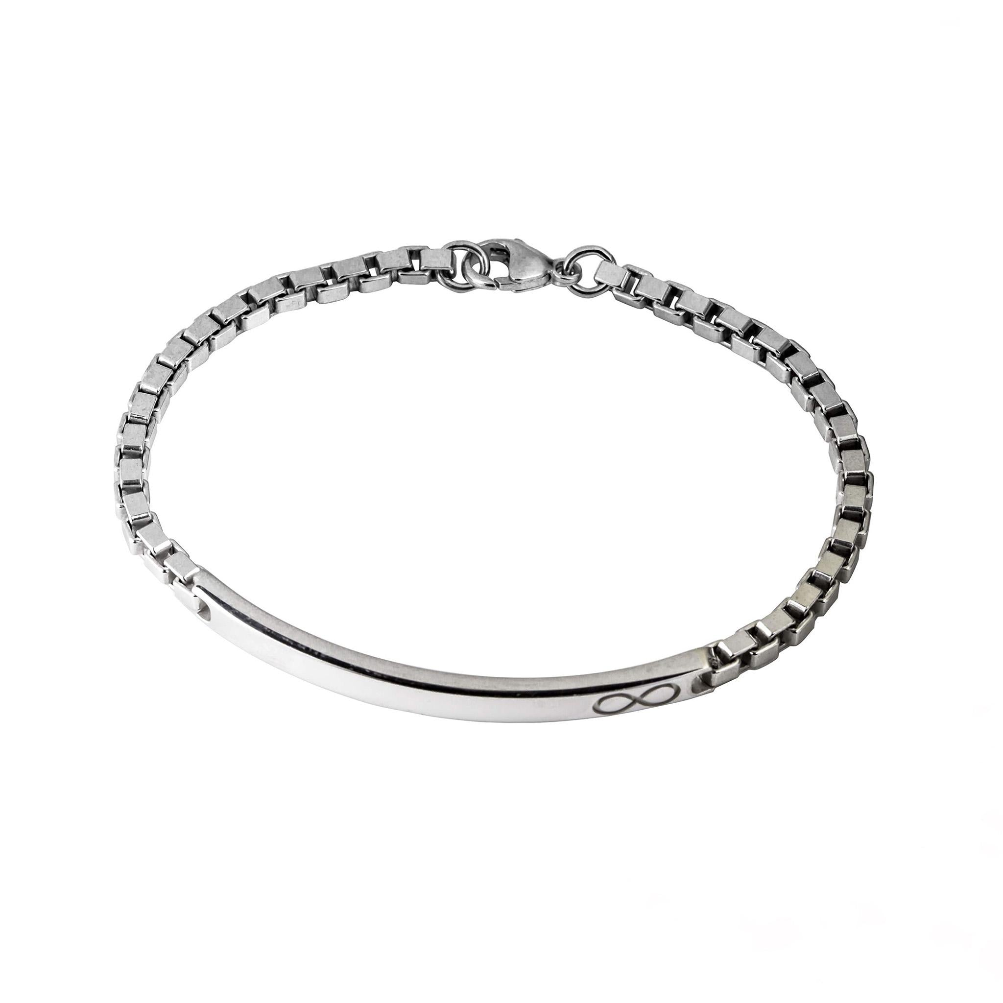 Bracciale Uomo con Targhetta ID e Infinito in Argento 925 Rodiato - Aka Gioielli