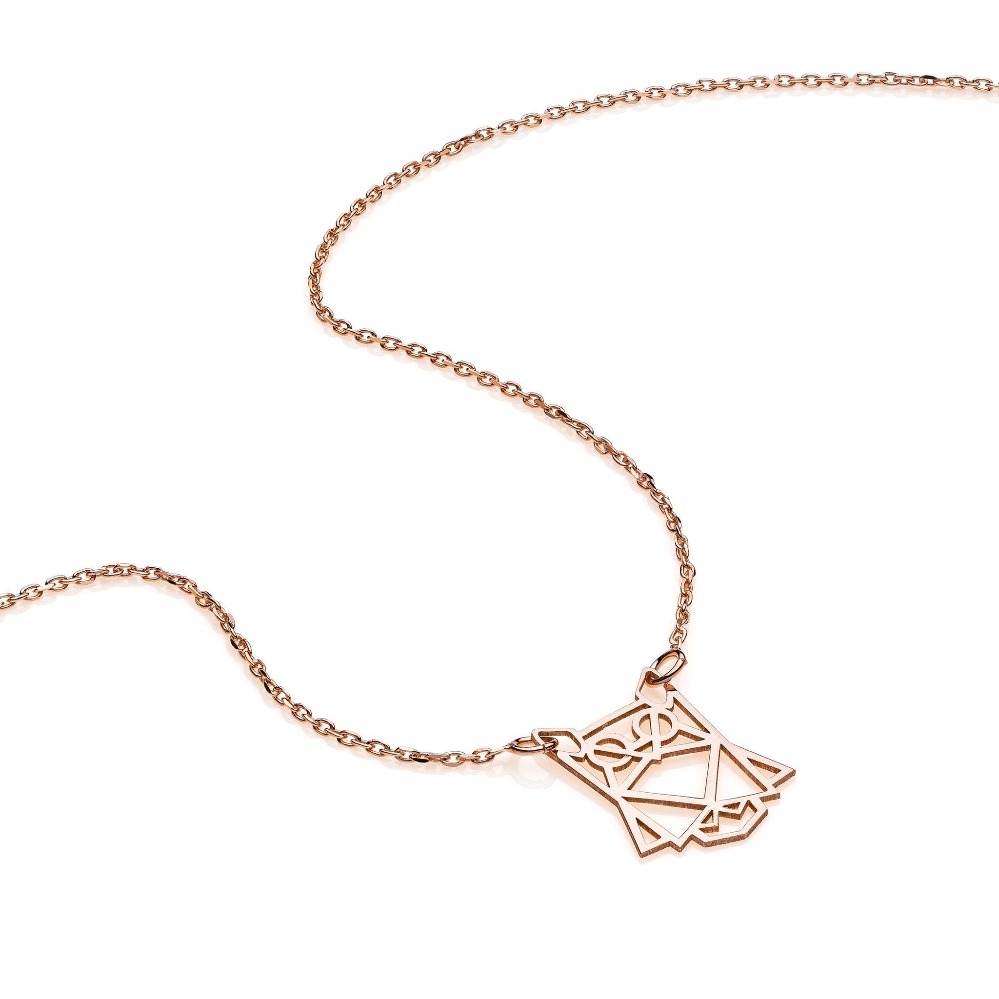 Collana con Origami Gufo in Argento 925 Placcato Oro Rosa - Aka Gioielli