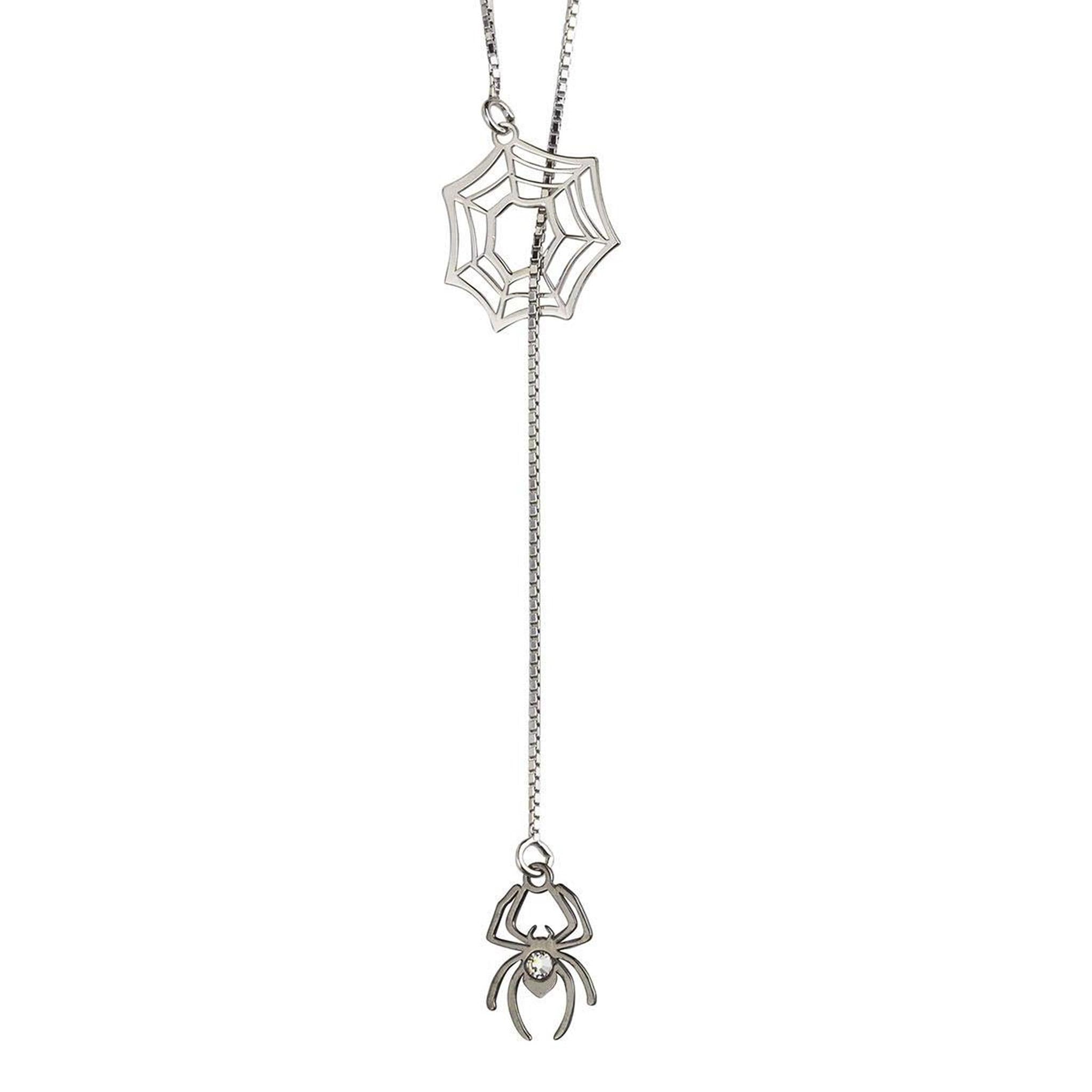 Collana con Ragno e Ragnatela in Argento 925 Rodiato 2 Colori - Aka Gioielli