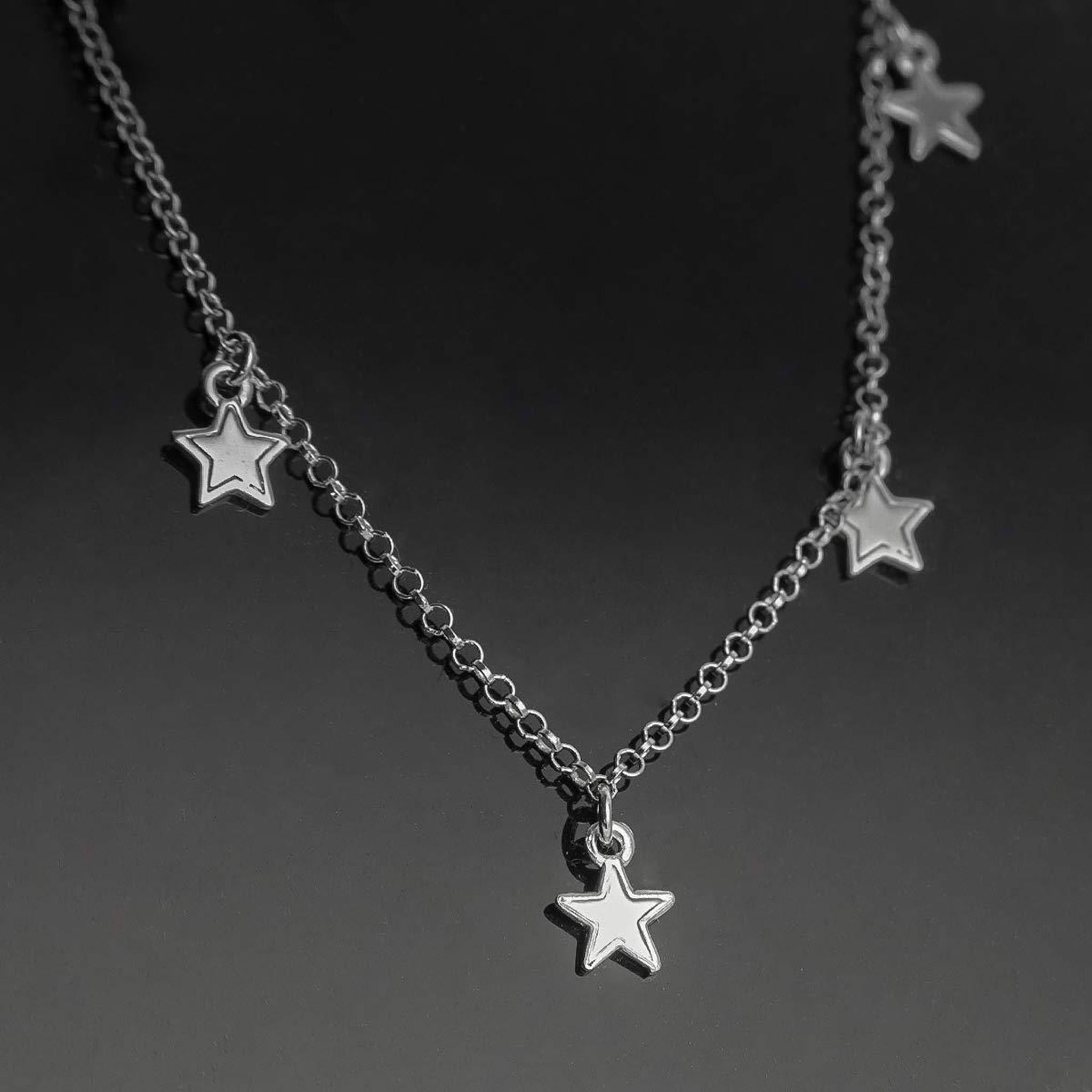 Collana con Stelle in Argento 925 Rodiato - Aka Gioielli