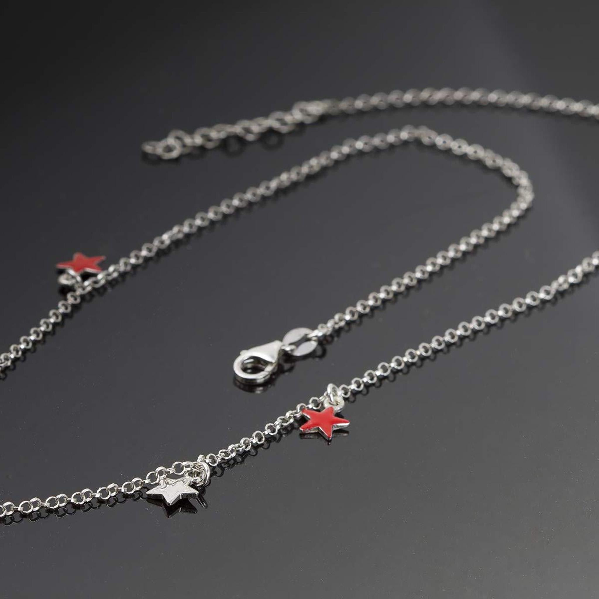 Collana con Stelline Colorate in Argento 925 Rodiato - Aka Gioielli