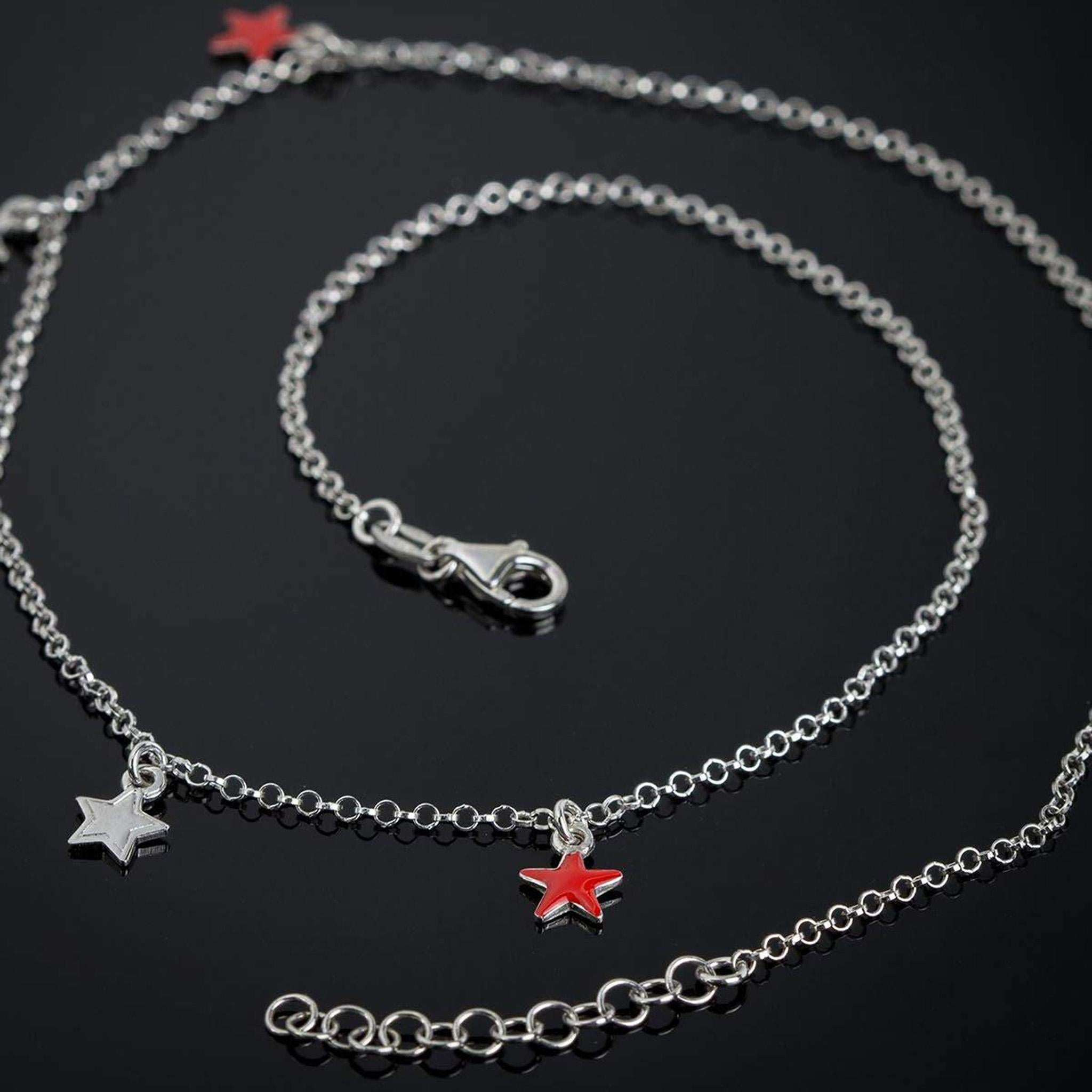 Collana con Stelline Colorate in Argento 925 Rodiato - Aka Gioielli