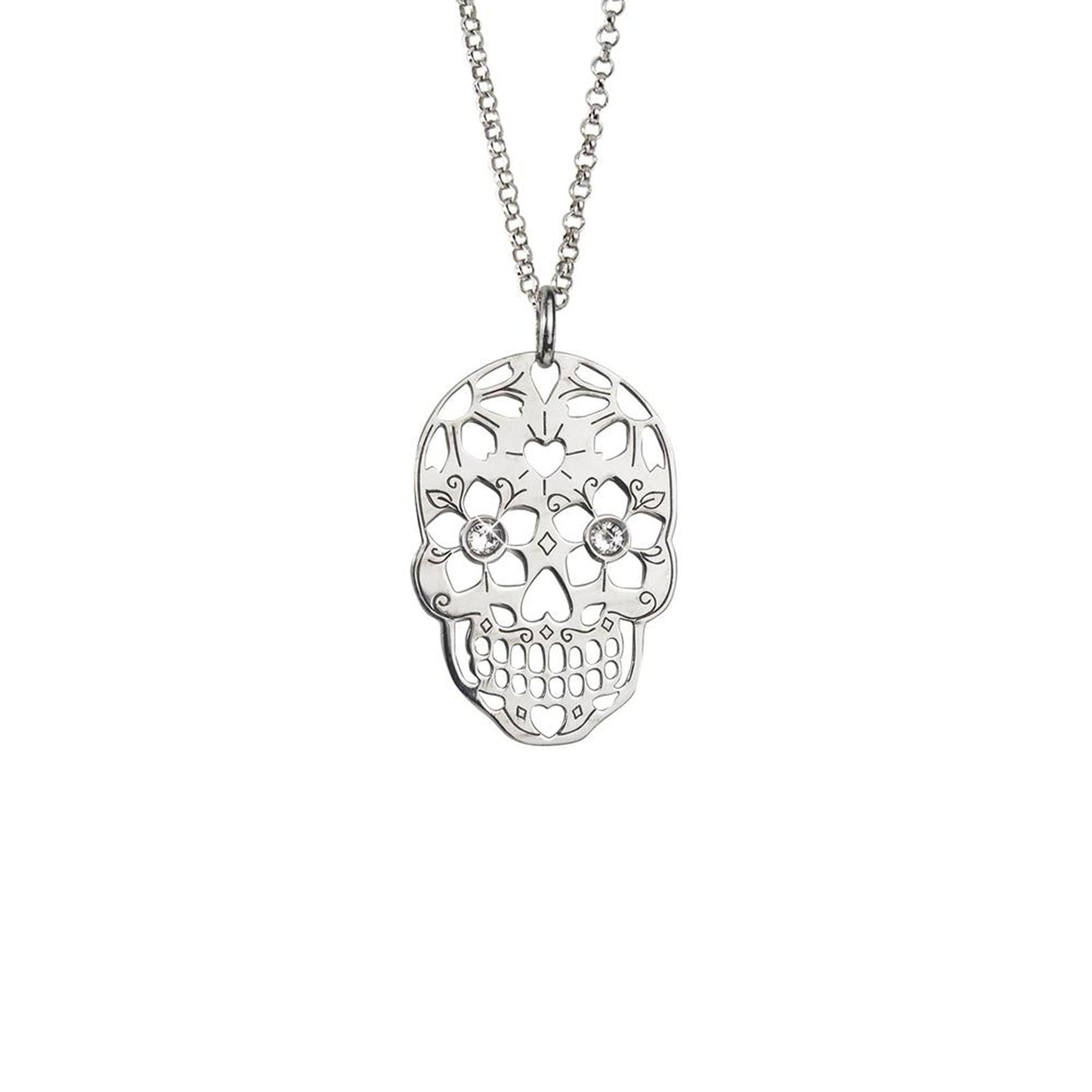 Collana con Teschio Messicano in Argento 925 Rodiato - Aka Gioielli