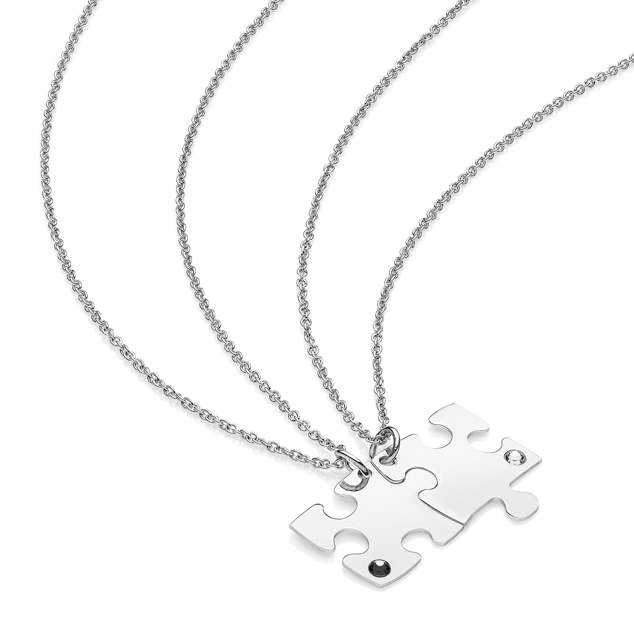 Collana Coppia con Puzzle in Argento 925 Rodiato - Aka Gioielli