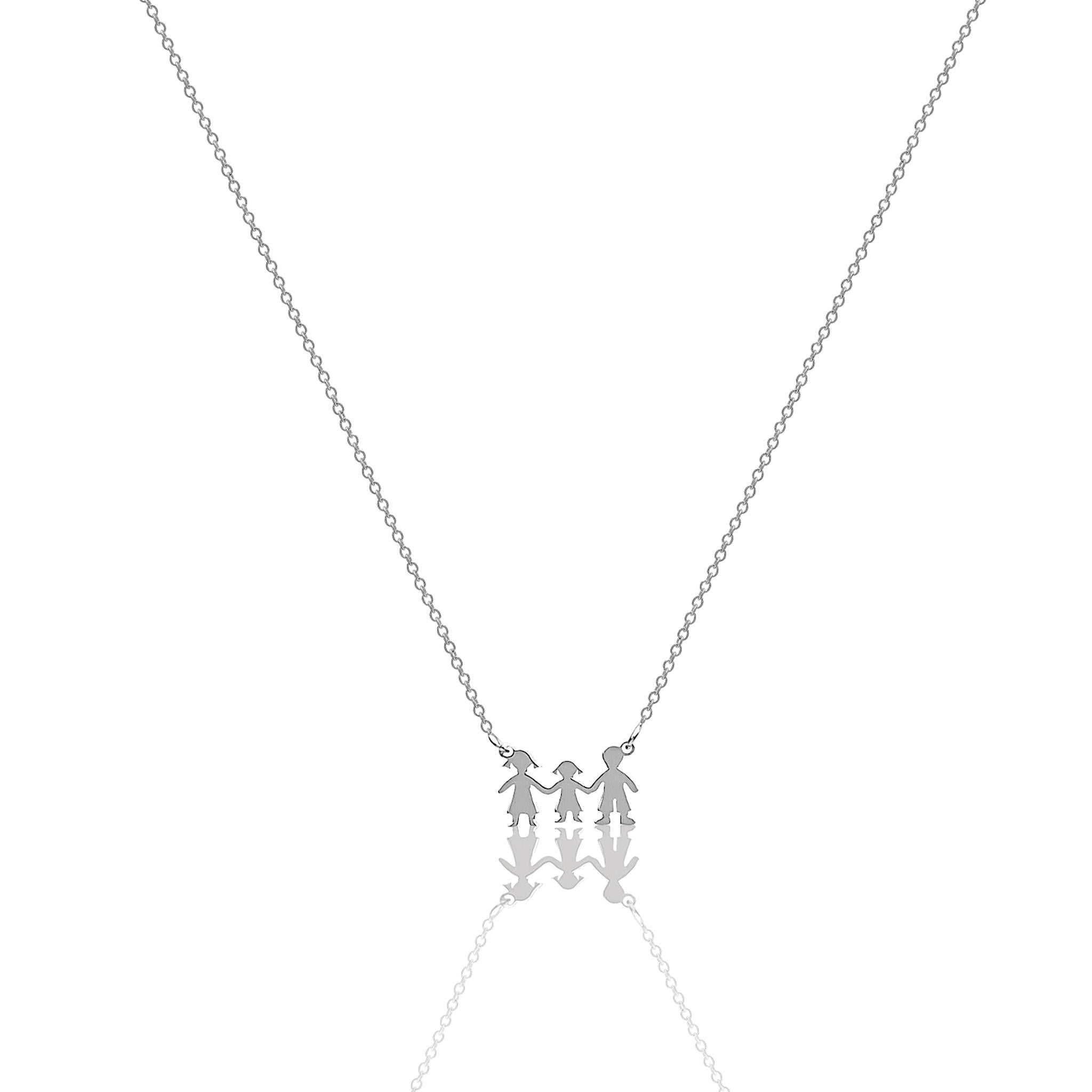 Collana Famiglia 3 Persone in Argento 925 - Mamma Papà e Figlia - Aka Gioielli
