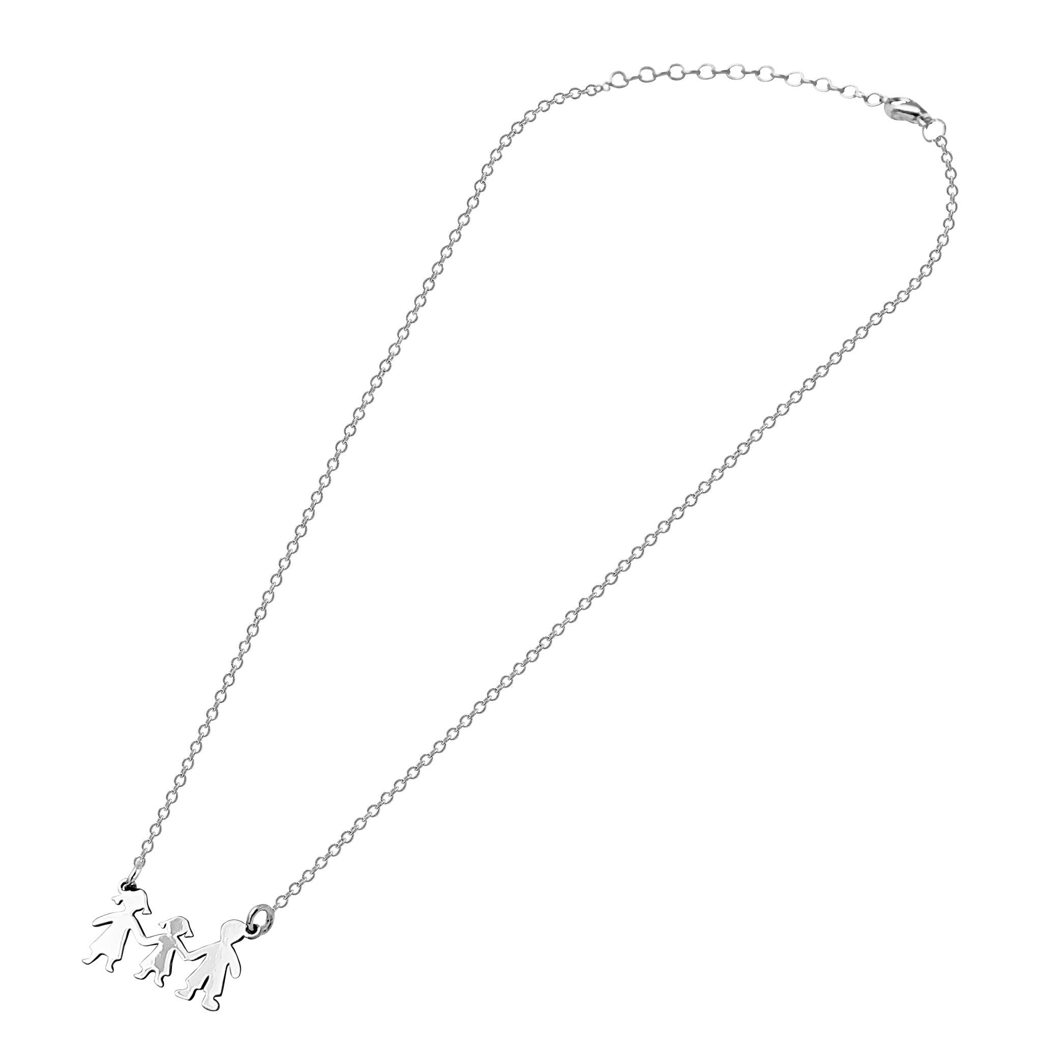 Collana Famiglia 3 Persone in Argento 925 - Mamma Papà e Figlia - Aka Gioielli