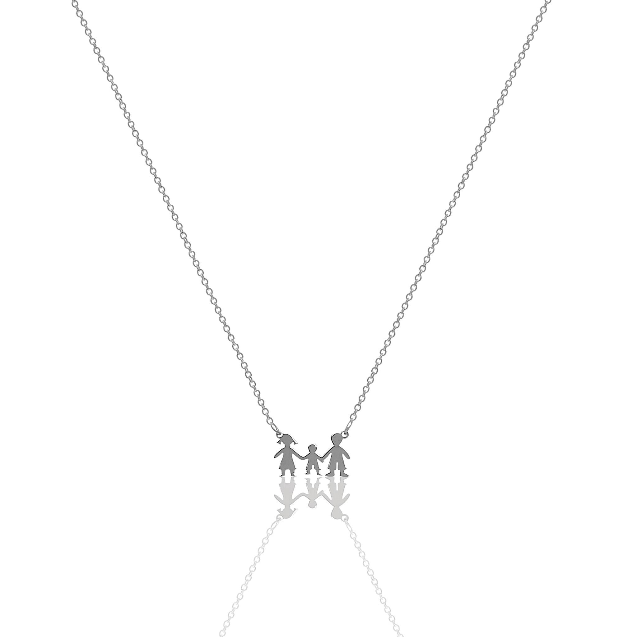 Collana Famiglia 3 Persone in Argento 925 - Mamma Papà e Figlio - Aka Gioielli