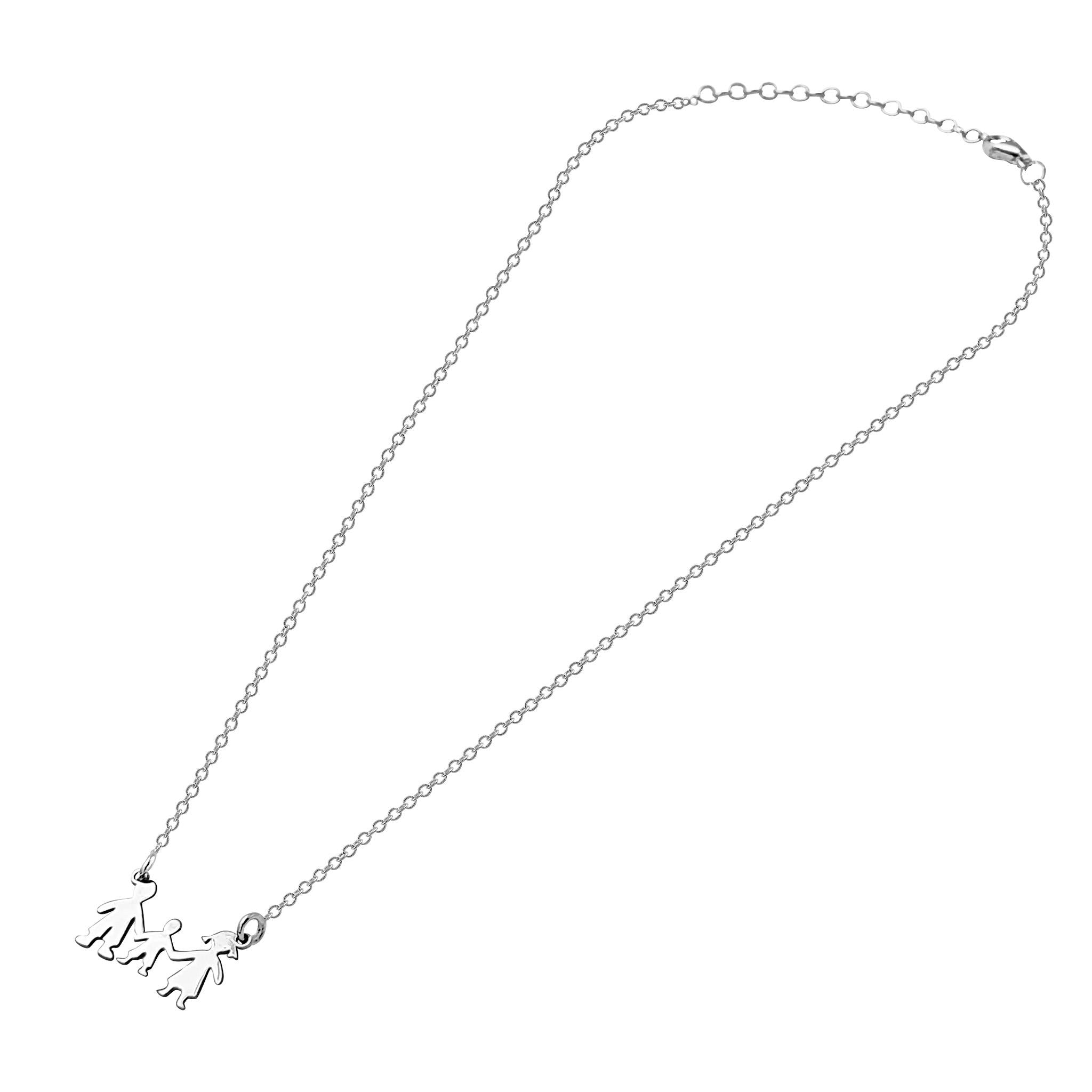 Collana Famiglia 3 Persone in Argento 925 - Mamma Papà e Figlio - Aka Gioielli