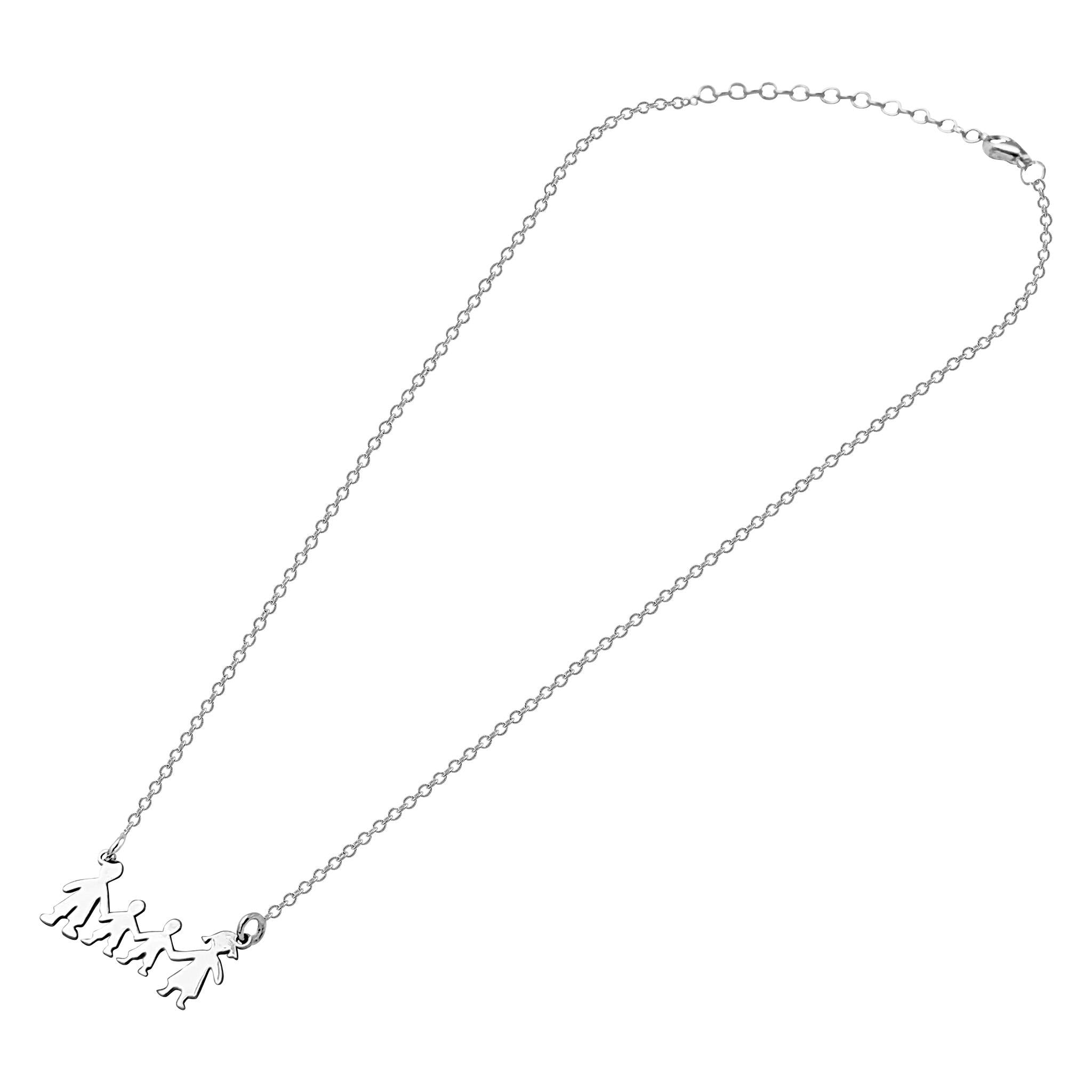 Collana Famiglia 4 Persone in Argento 925 - Mamma Papà e 2 Figli - Aka Gioielli
