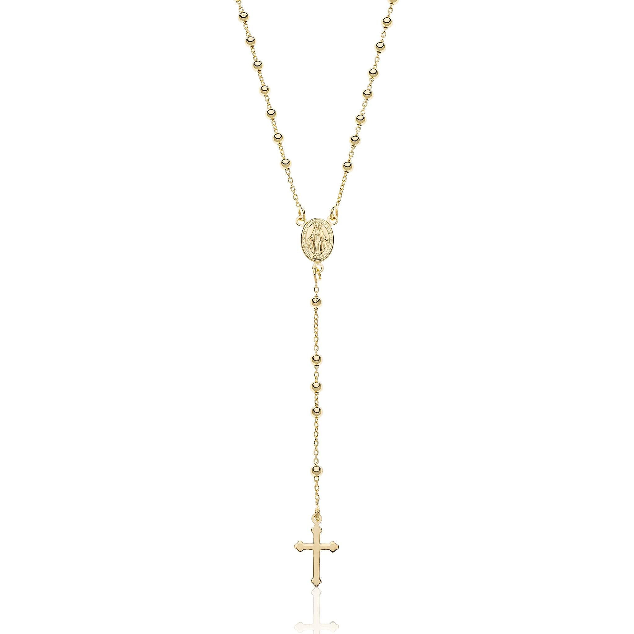 925 Silver Pendant Rosary Necklace 18K Gold Plated