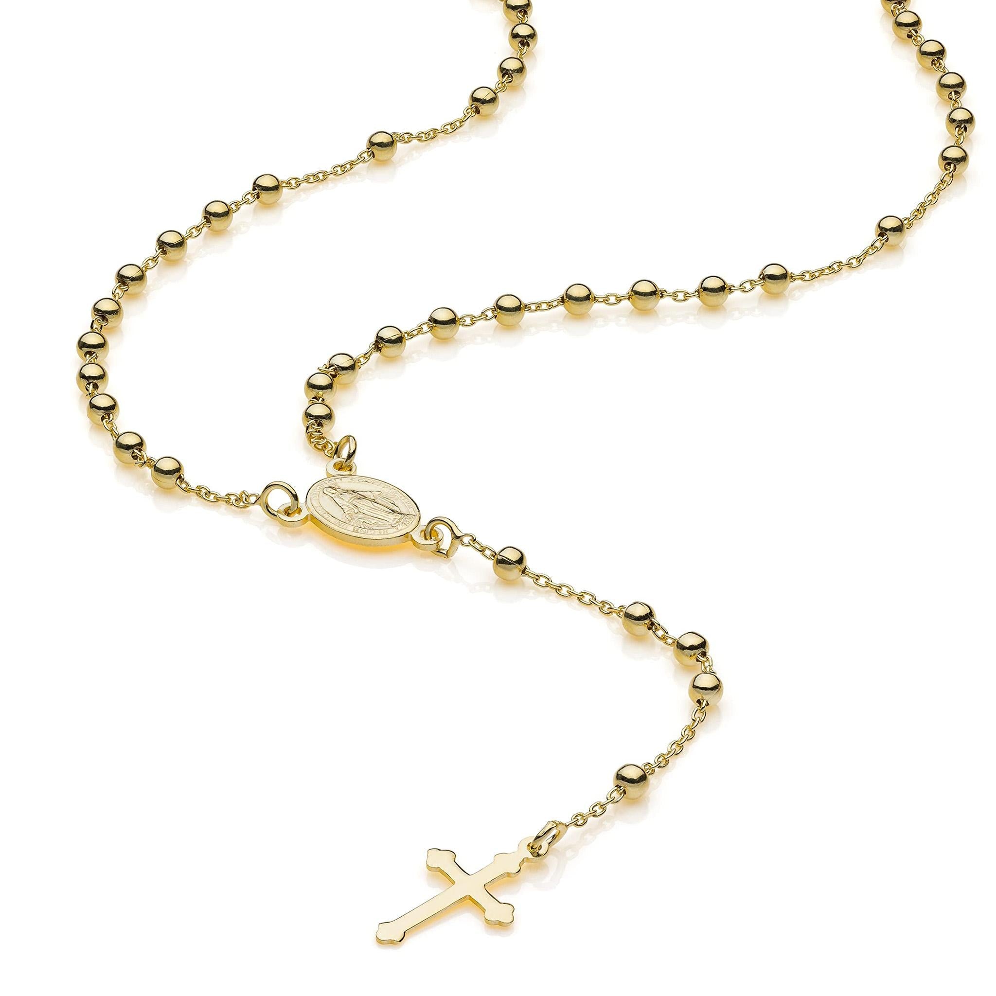 925 Silver Pendant Rosary Necklace 18K Gold Plated