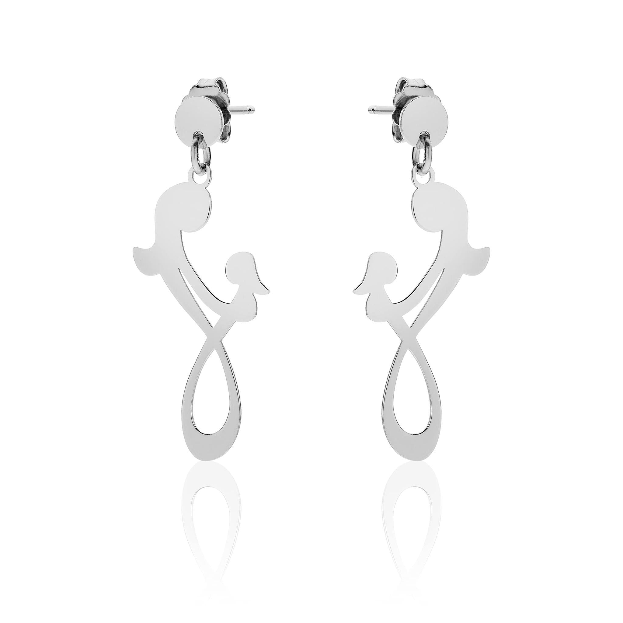 Orecchini Mamma e Figlia in Argento 925 Simbolo di Infinito Amore - Aka Gioielli