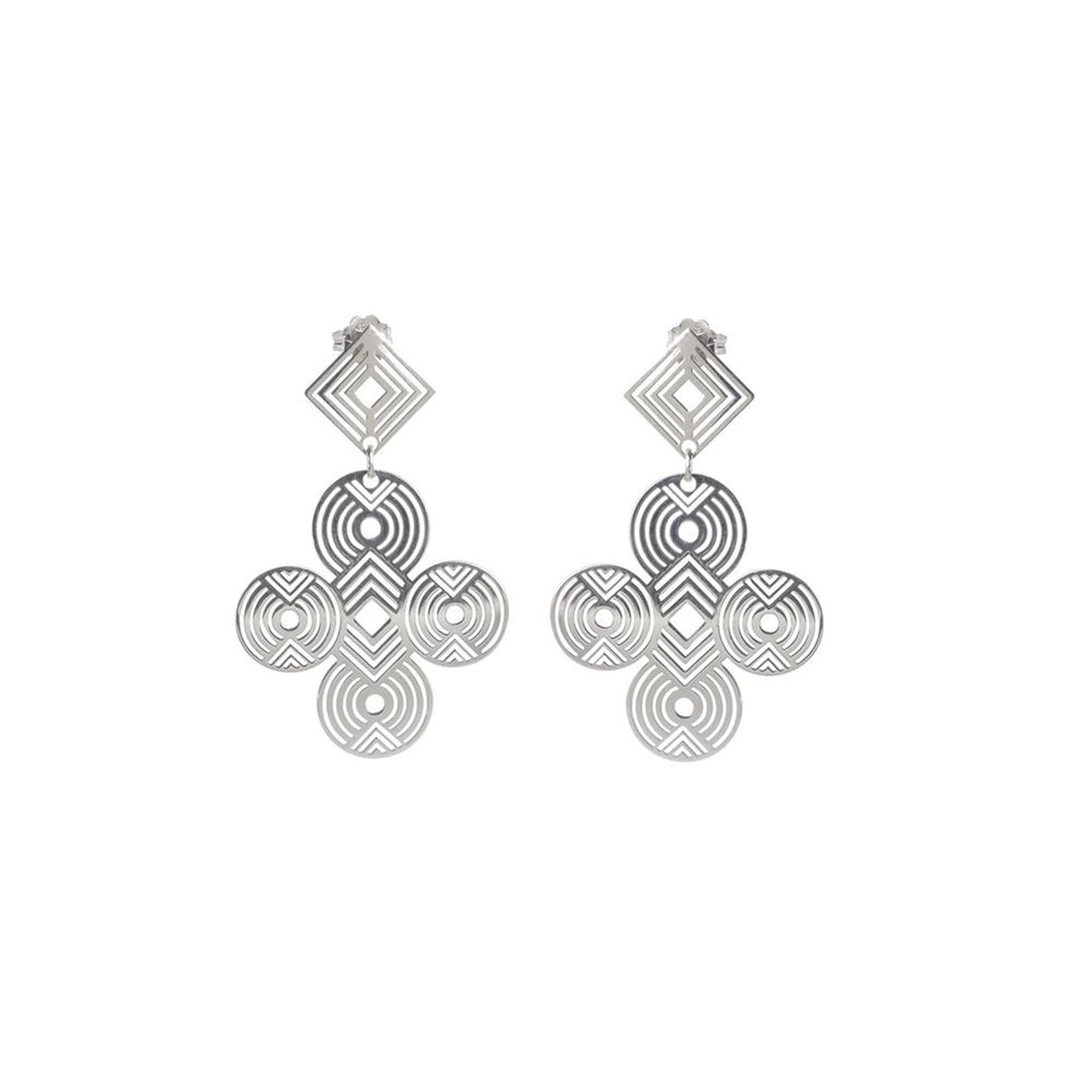 925 Silver Geometric Rhombus and Hoop Drop Earrings