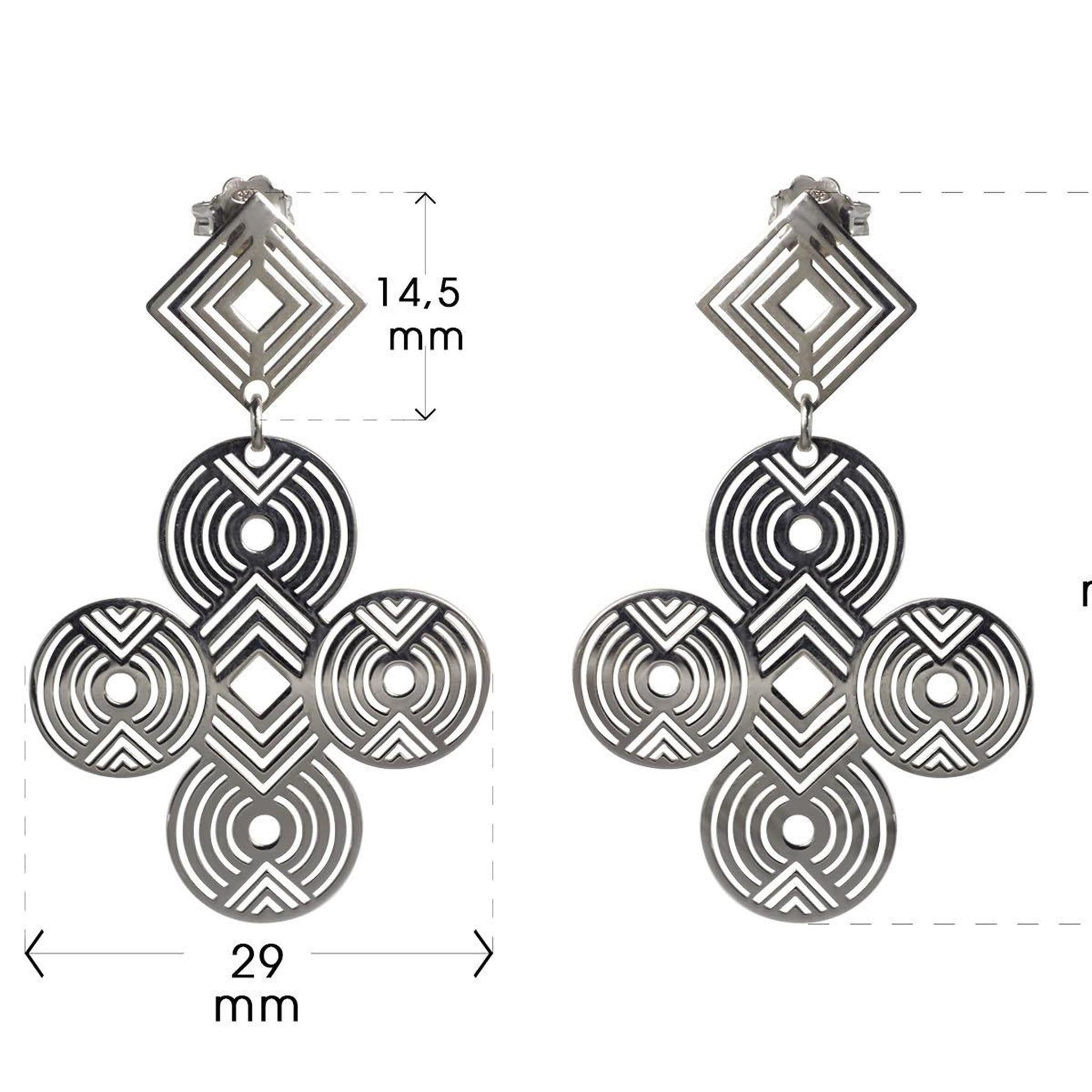 925 Silver Geometric Rhombus and Hoop Drop Earrings
