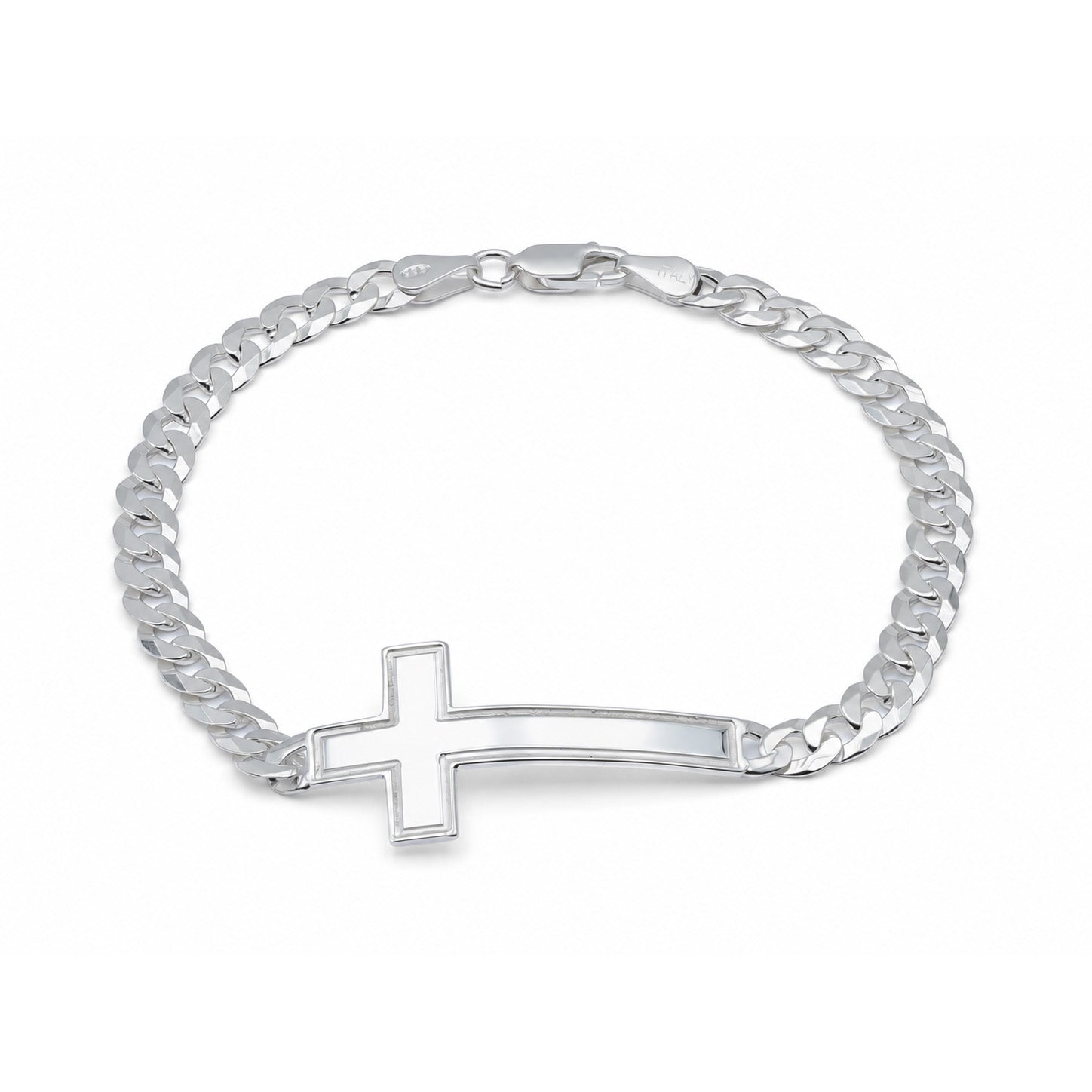 Bracciale con Croce Lucida in Argento 925 - Aka Gioielli