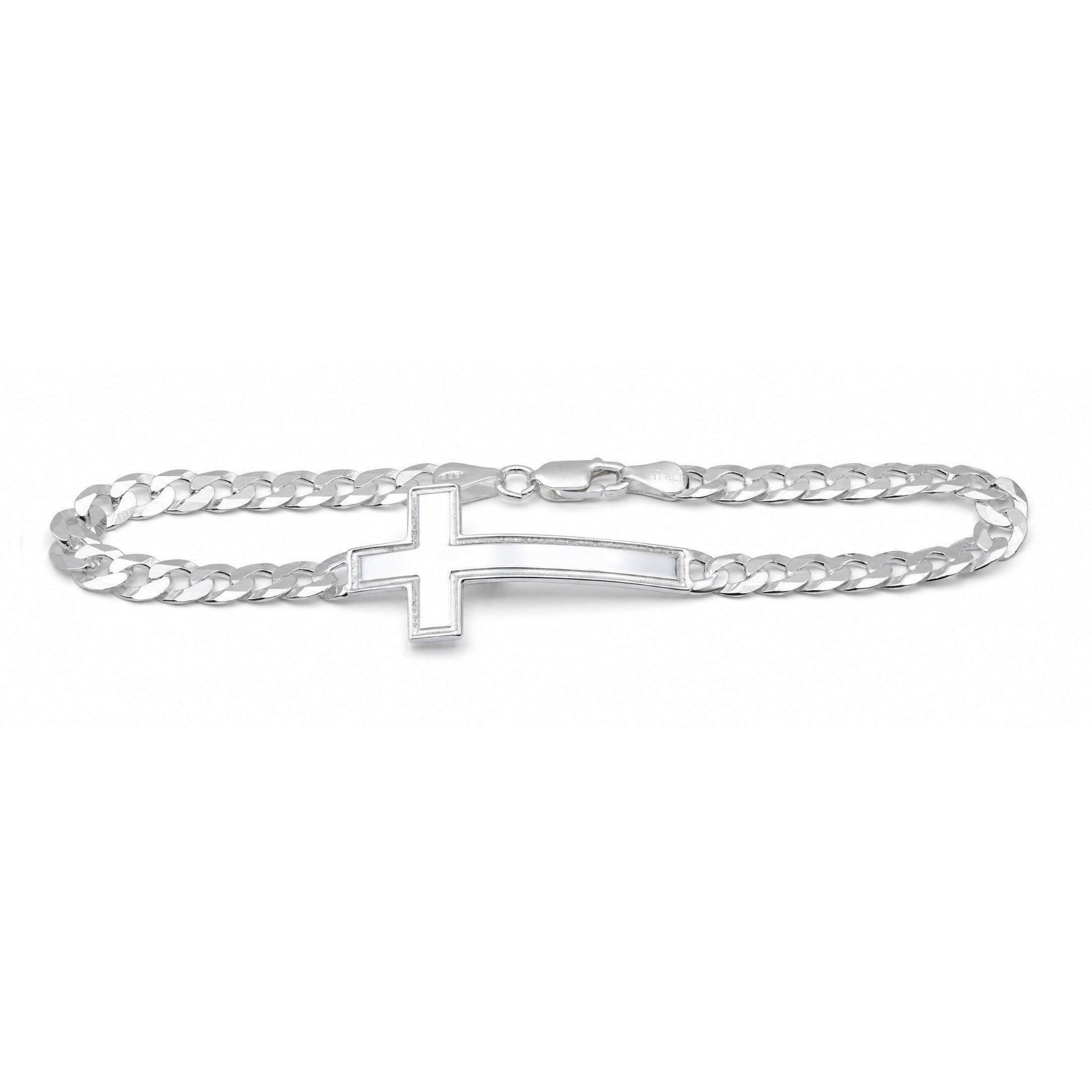 Bracciale con Croce Lucida in Argento 925 - Aka Gioielli