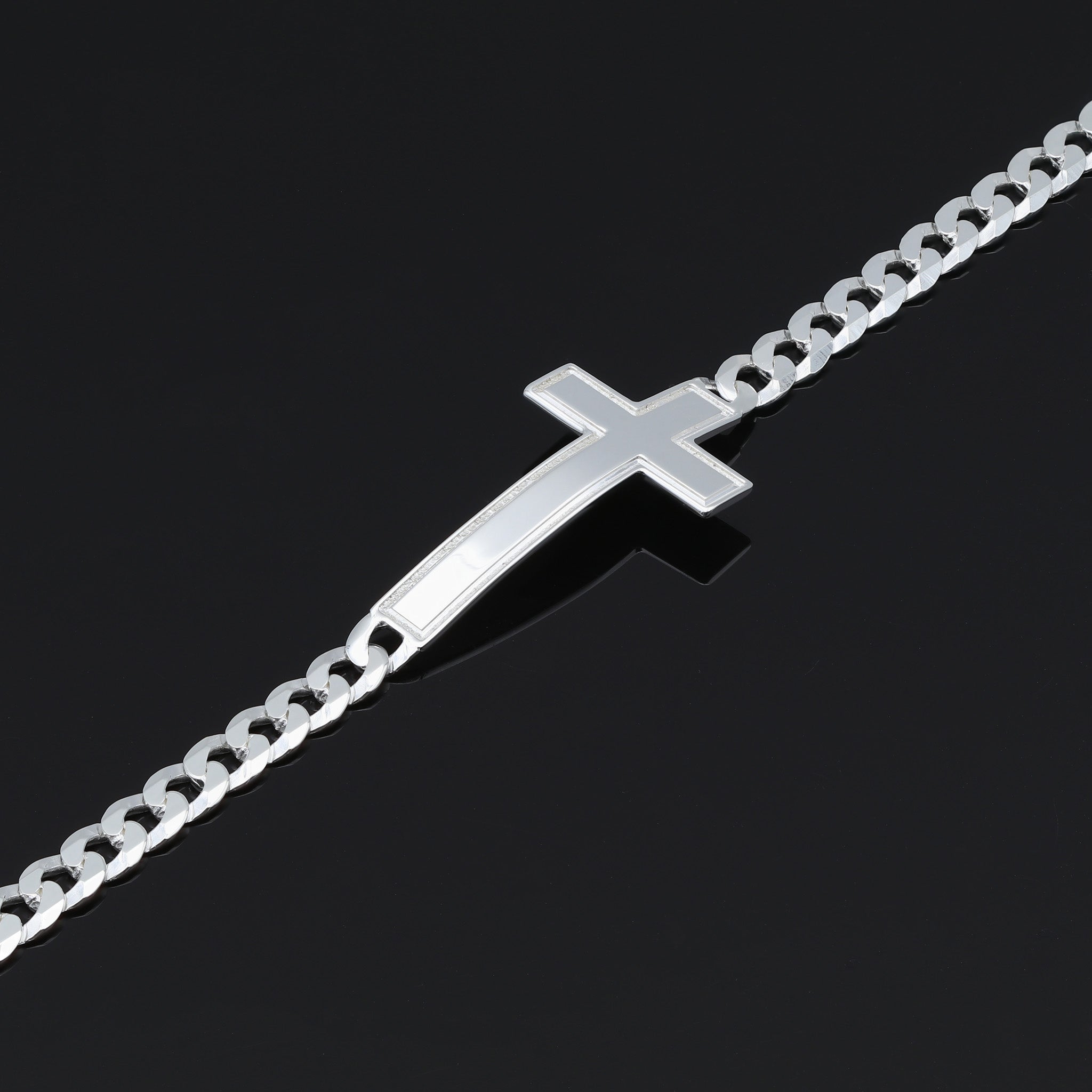Bracciale con Croce Lucida in Argento 925 - Aka Gioielli