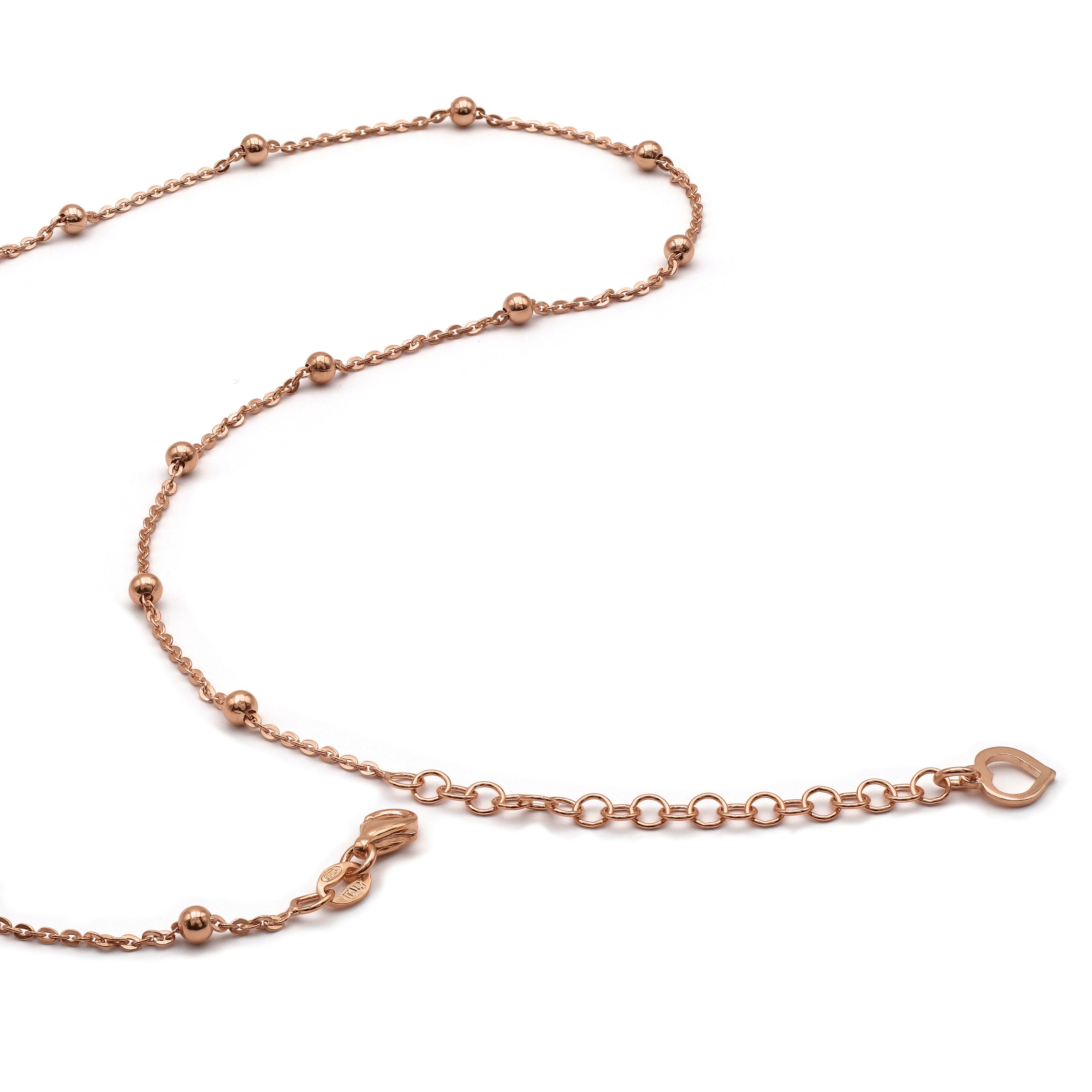 Collana Girocollo con Perline in Argento 925 Placcato Oro Rosa 18K