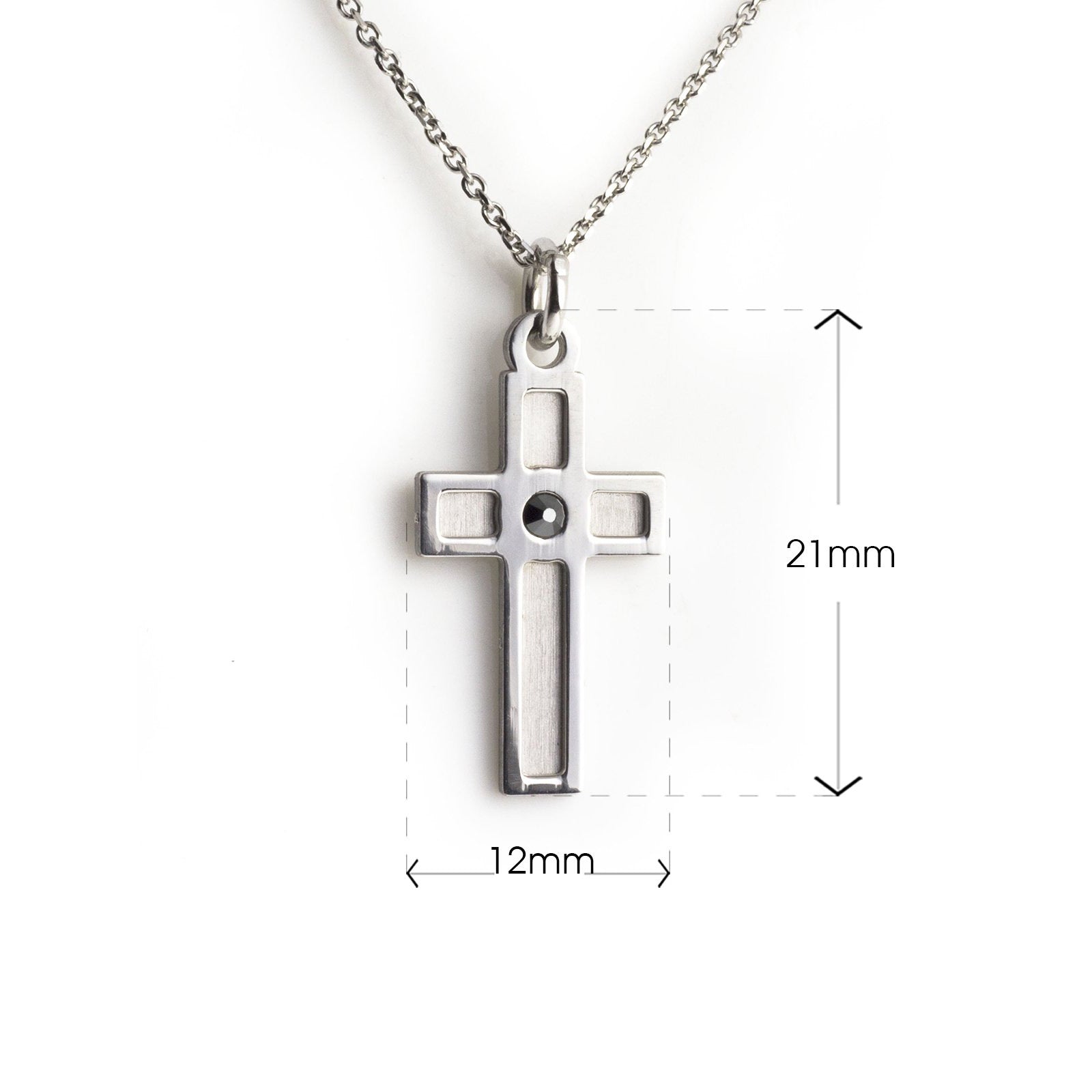 Collana con Ciondolo Croce e Cristallo Ematite in Argento 925 Rodiato - Aka Gioielli