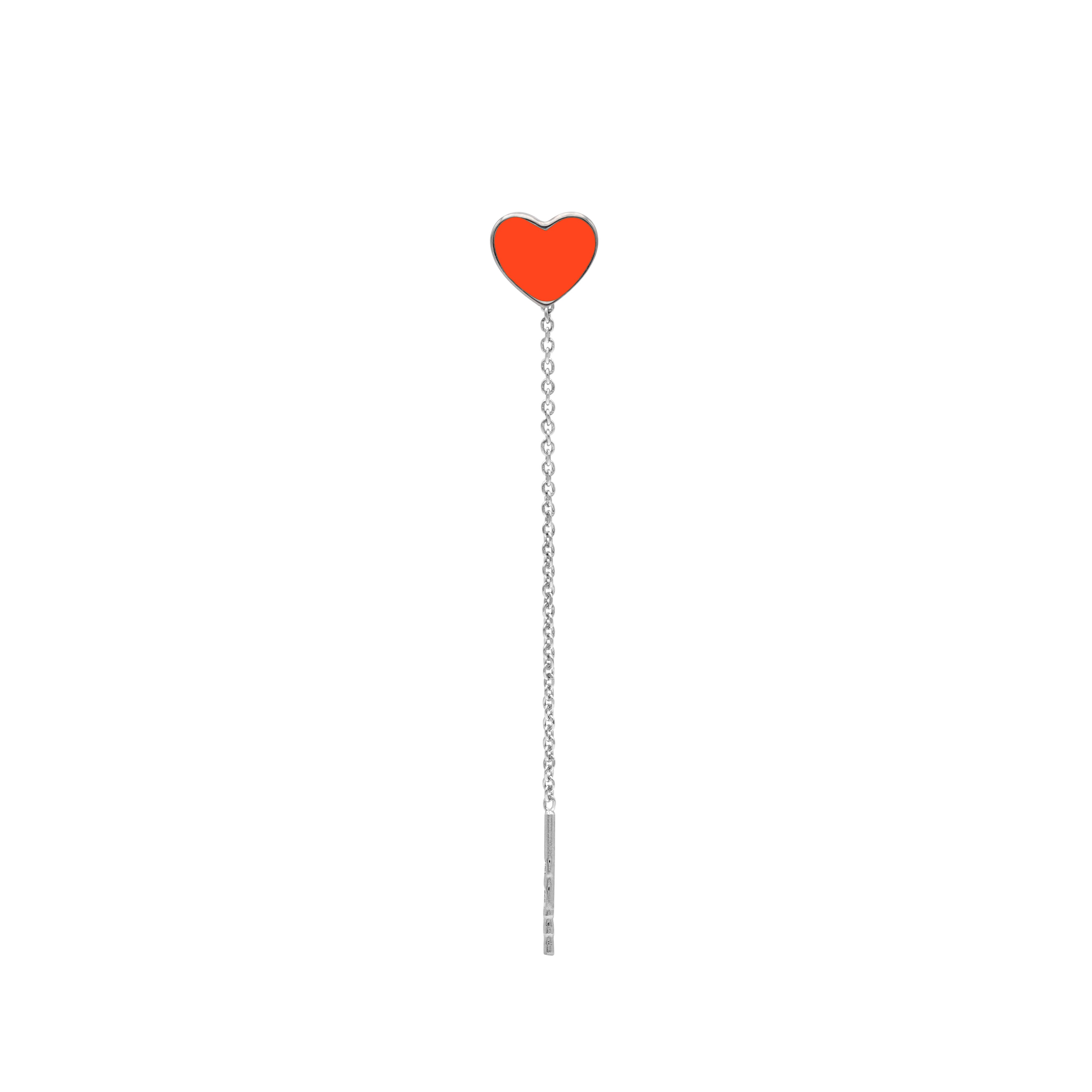 Aka Gioielli® - Orecchini Pendenti a Catenella con Cuore Arancione in Argento 925 Placcato Oro 18K, Orecchini Infilatori Saliscendi Donna e Ragazza Aka Gioielli® - Orecchini Pendenti a Catenella con Cuore Arancione in Argento 925 Placcato Oro 18K, Orecchini Infilatori Saliscendi Donna e Ragazza