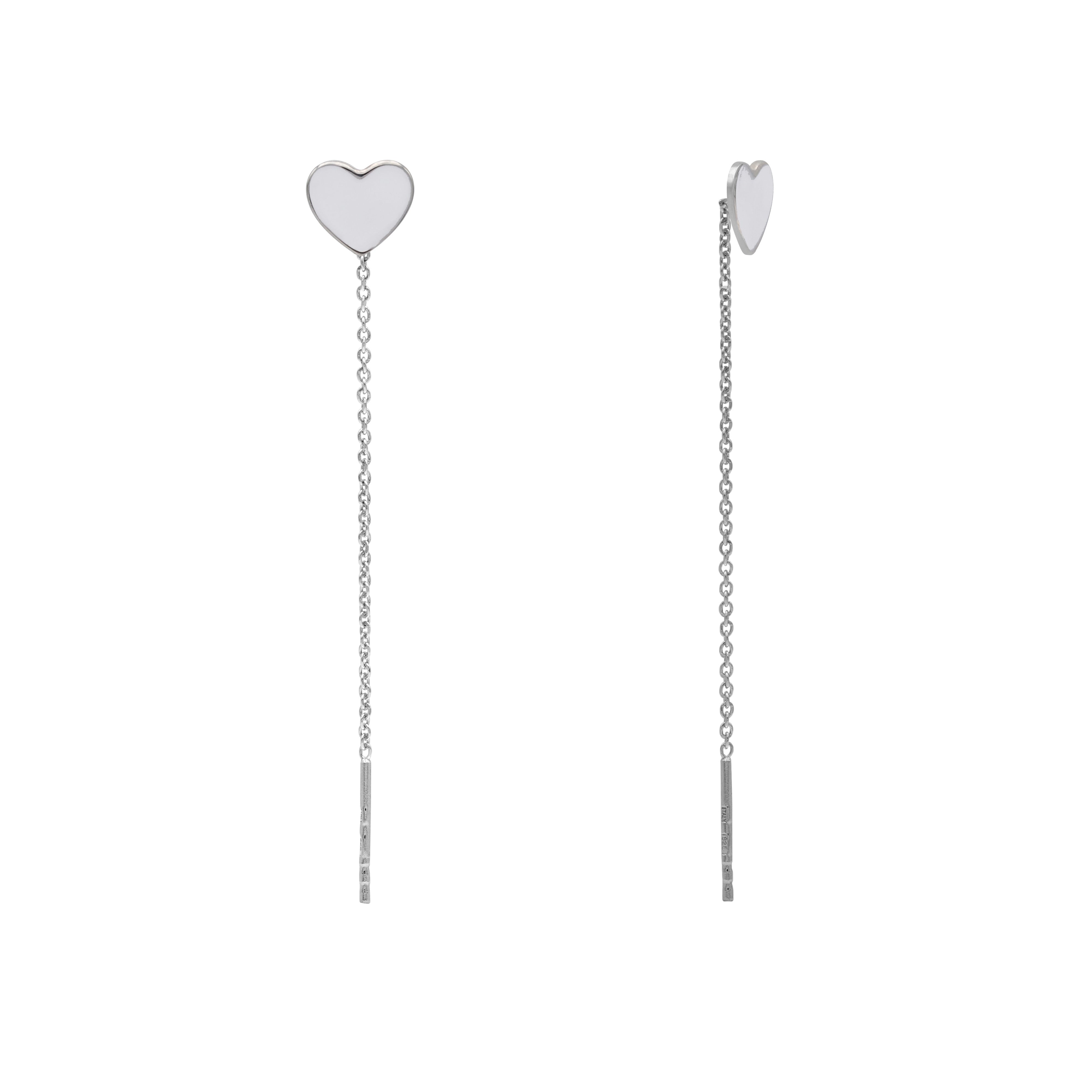 Orecchini Pendenti con Cuore Smaltato in Argento 925 Rodiato