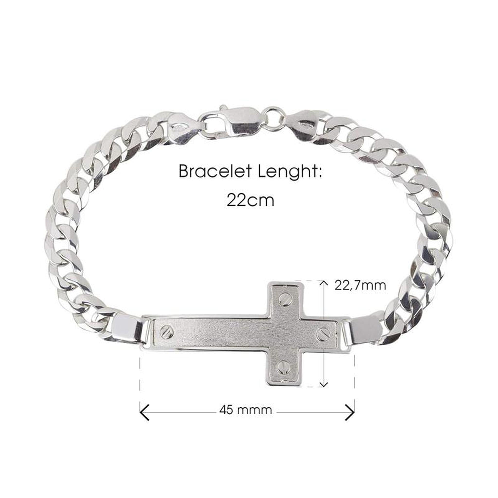 Bracelet with Satin Cross in Rhodium-Plated 925 Silver