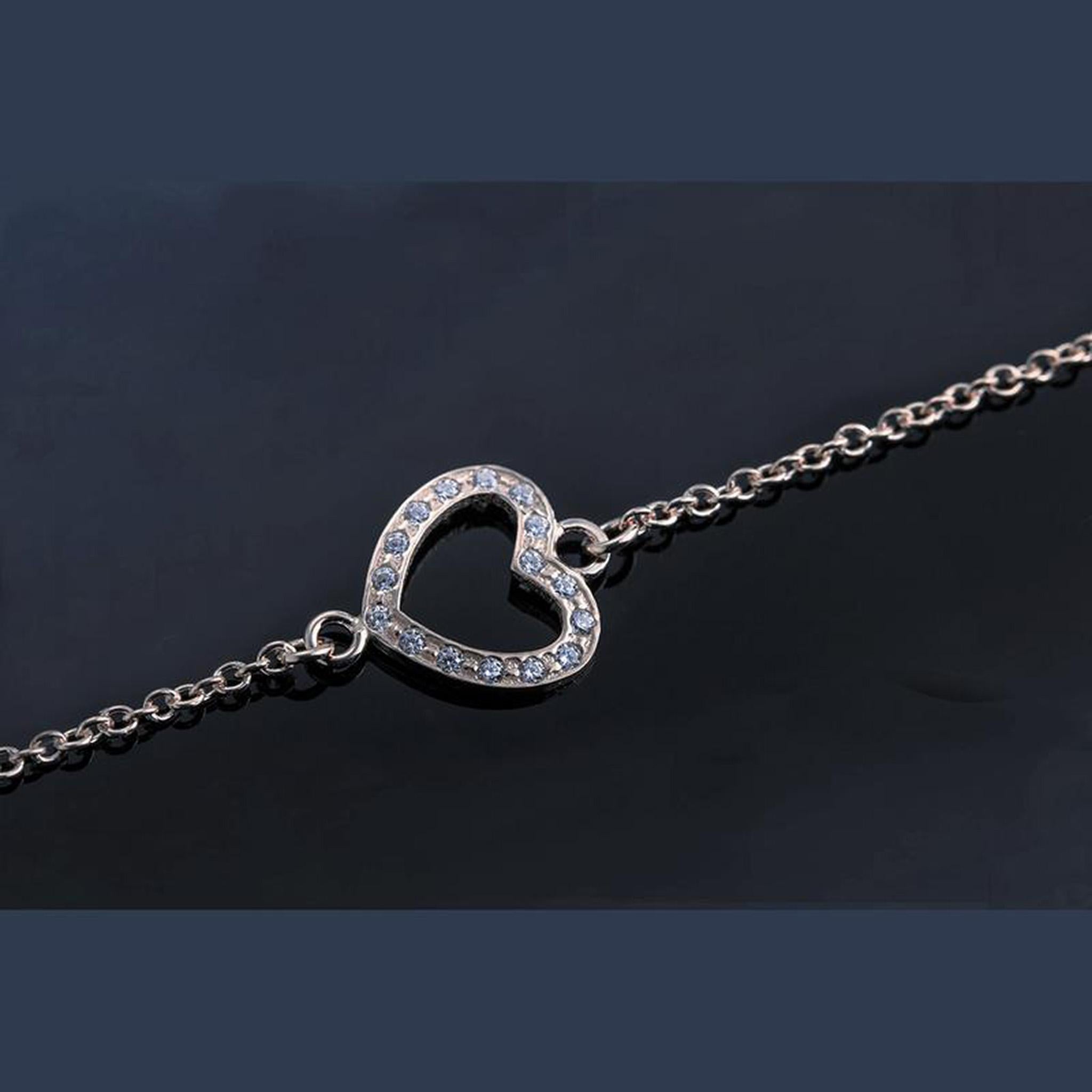 Bracelet with Heart and Zircons in 925 Silver Plated Rose Gold