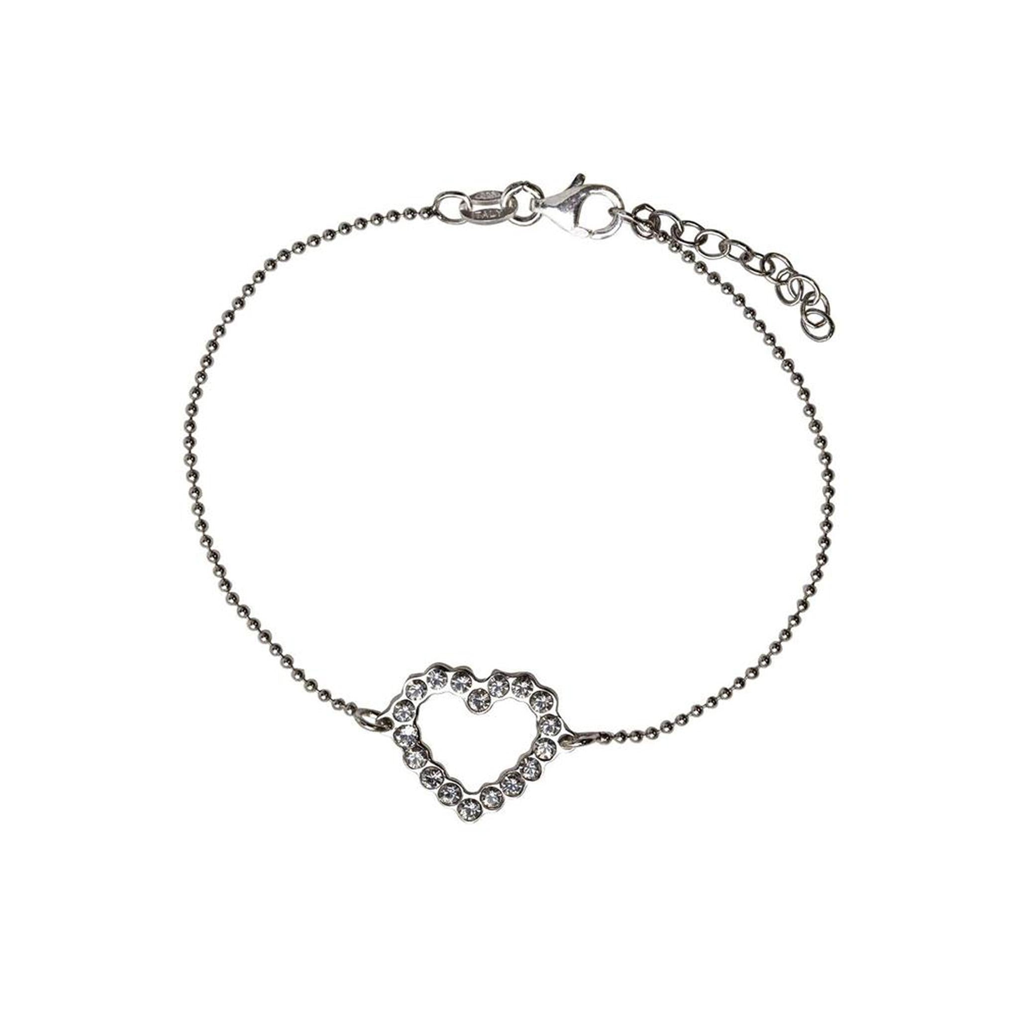 Bracciale con Cuore e Cristalli in Argento 925 Rodiato - Aka Gioielli
