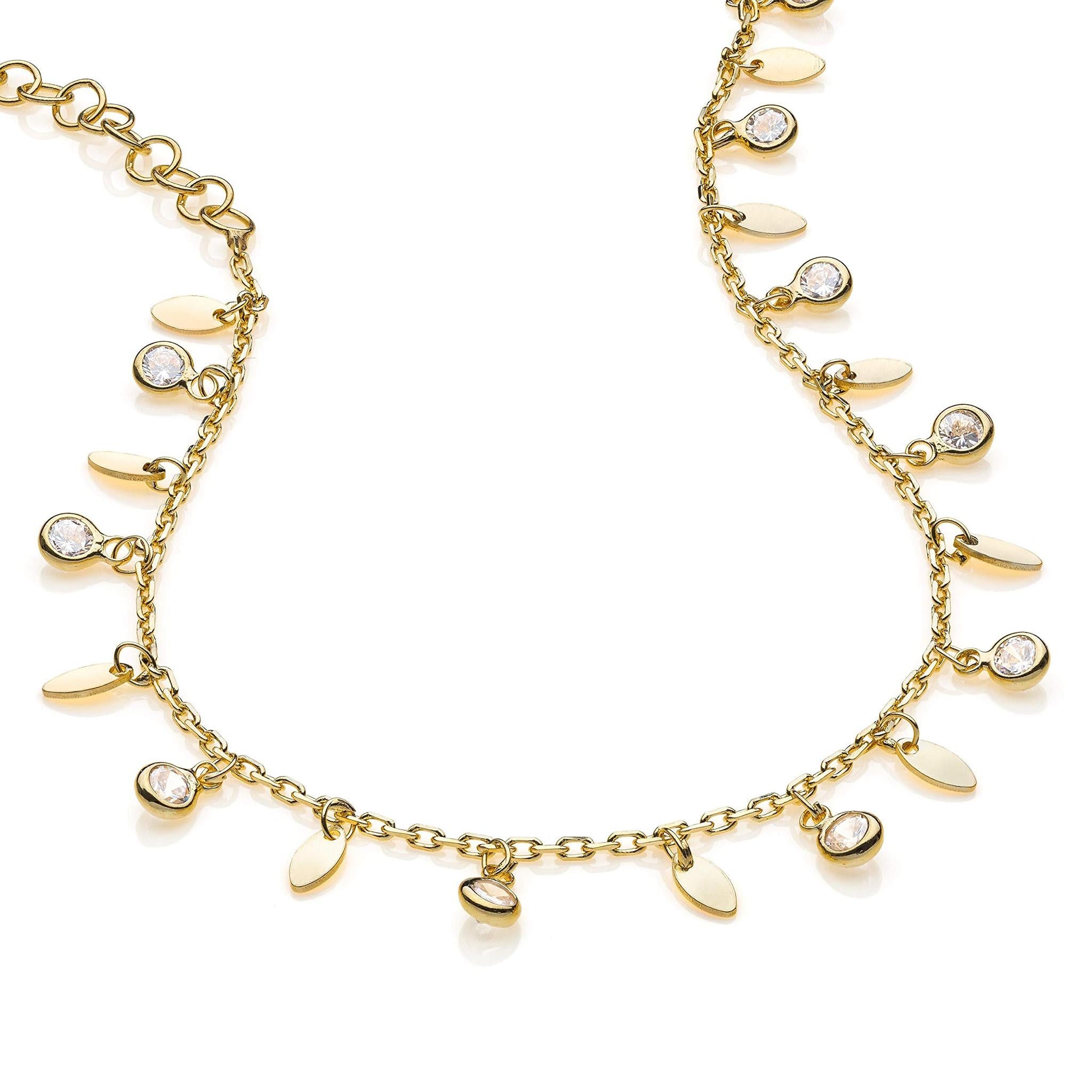 Bracelet with Oval Pendants and Stones in 925 Silver Plated in 18k Gold