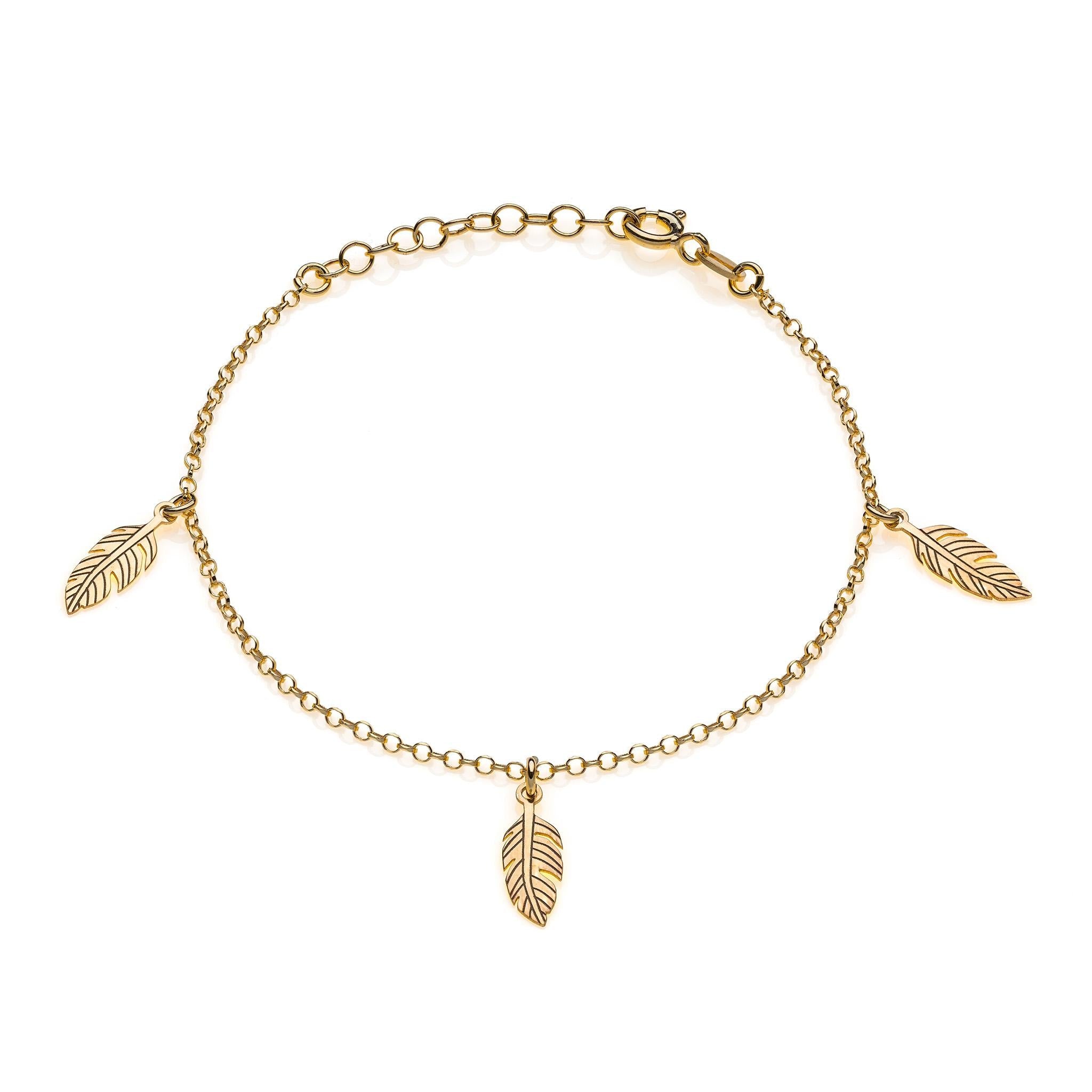 Gold Plated 925 Silver Feather Bracelet