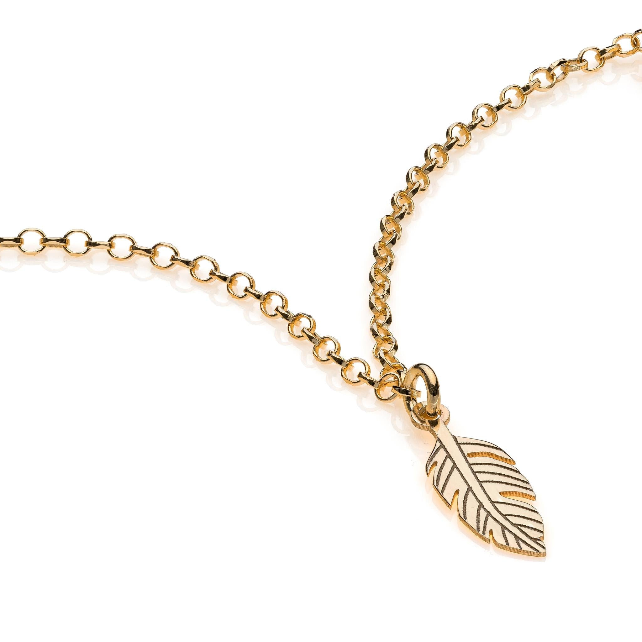 Gold Plated 925 Silver Feather Bracelet