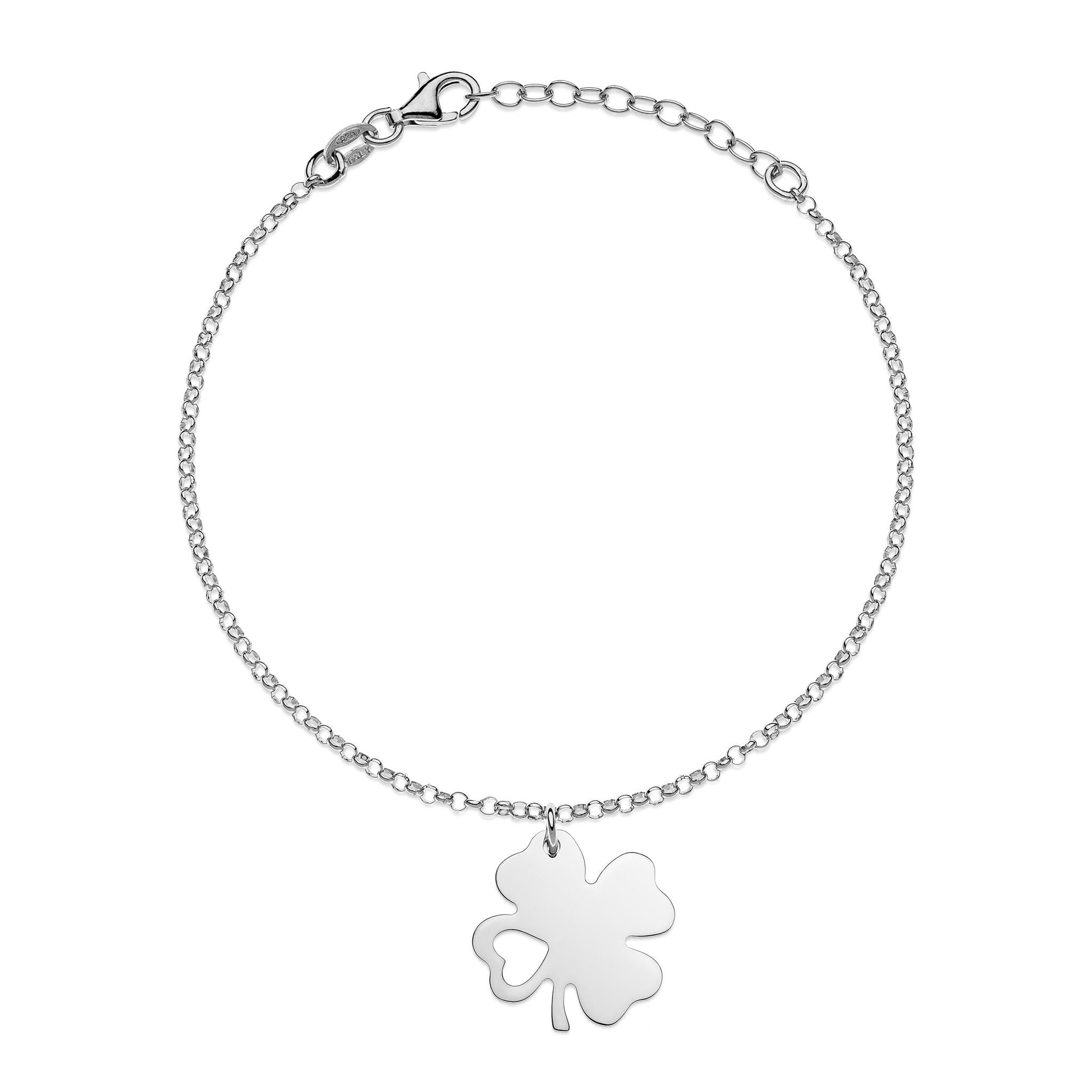 Bracelet with Lucky Four-Leaf Clover in Rhodium-Plated 925 Silver