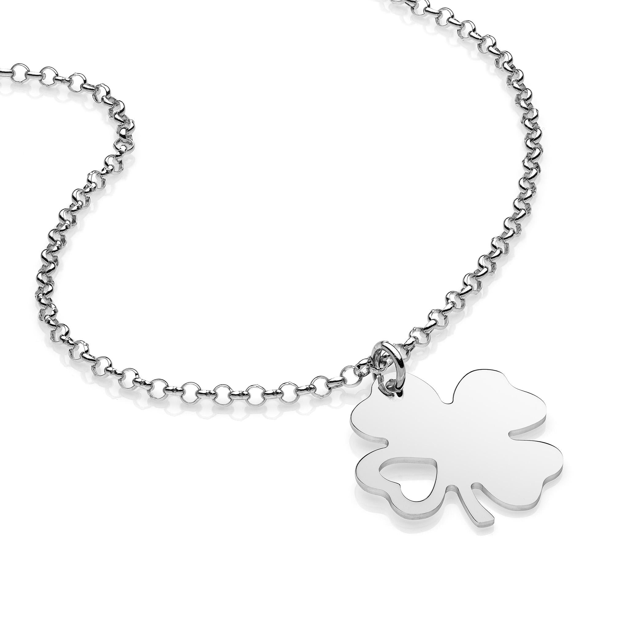 Bracelet with Lucky Four-Leaf Clover in Rhodium-Plated 925 Silver