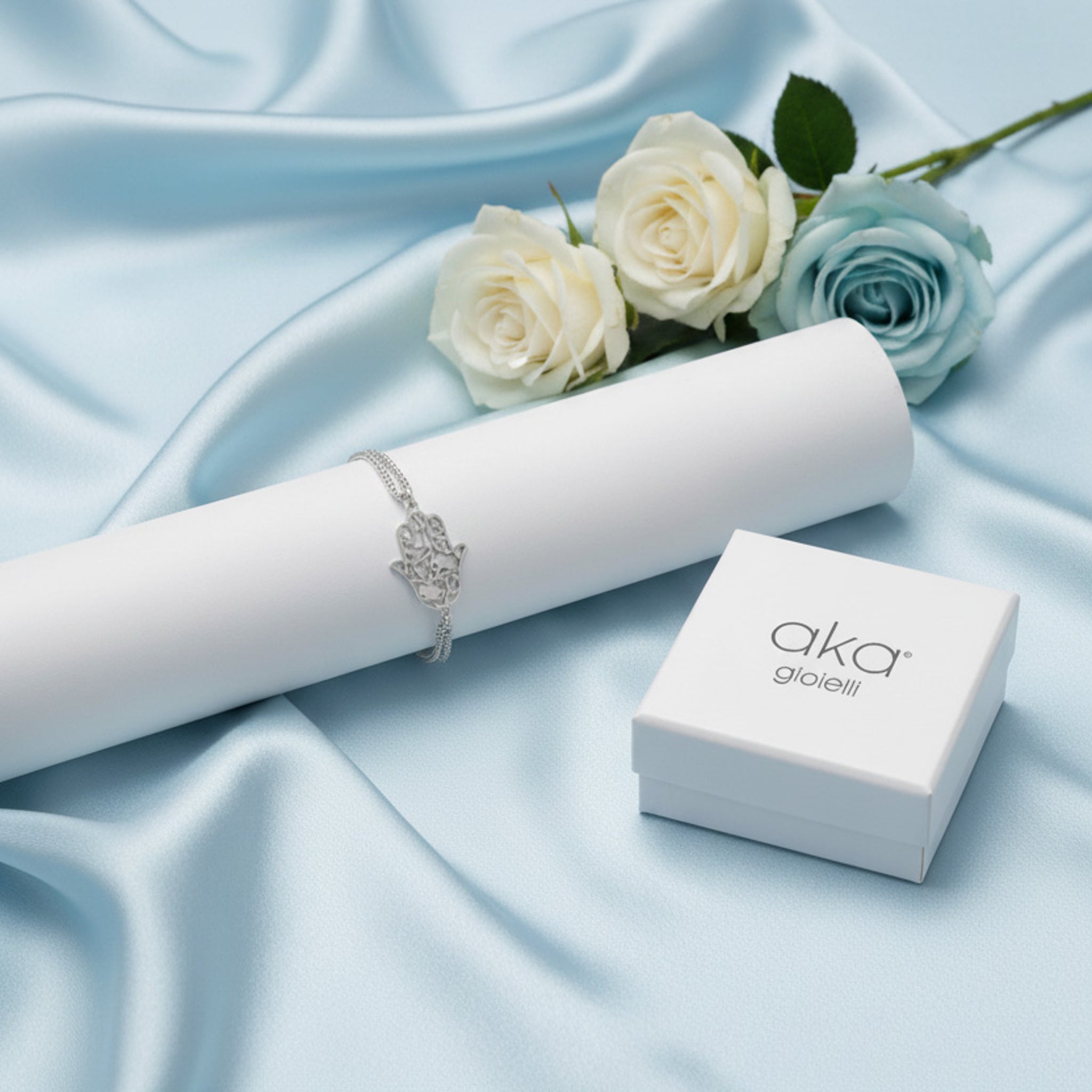 Bracciale Doppio Filo con Mano di Fatima in Argento 925