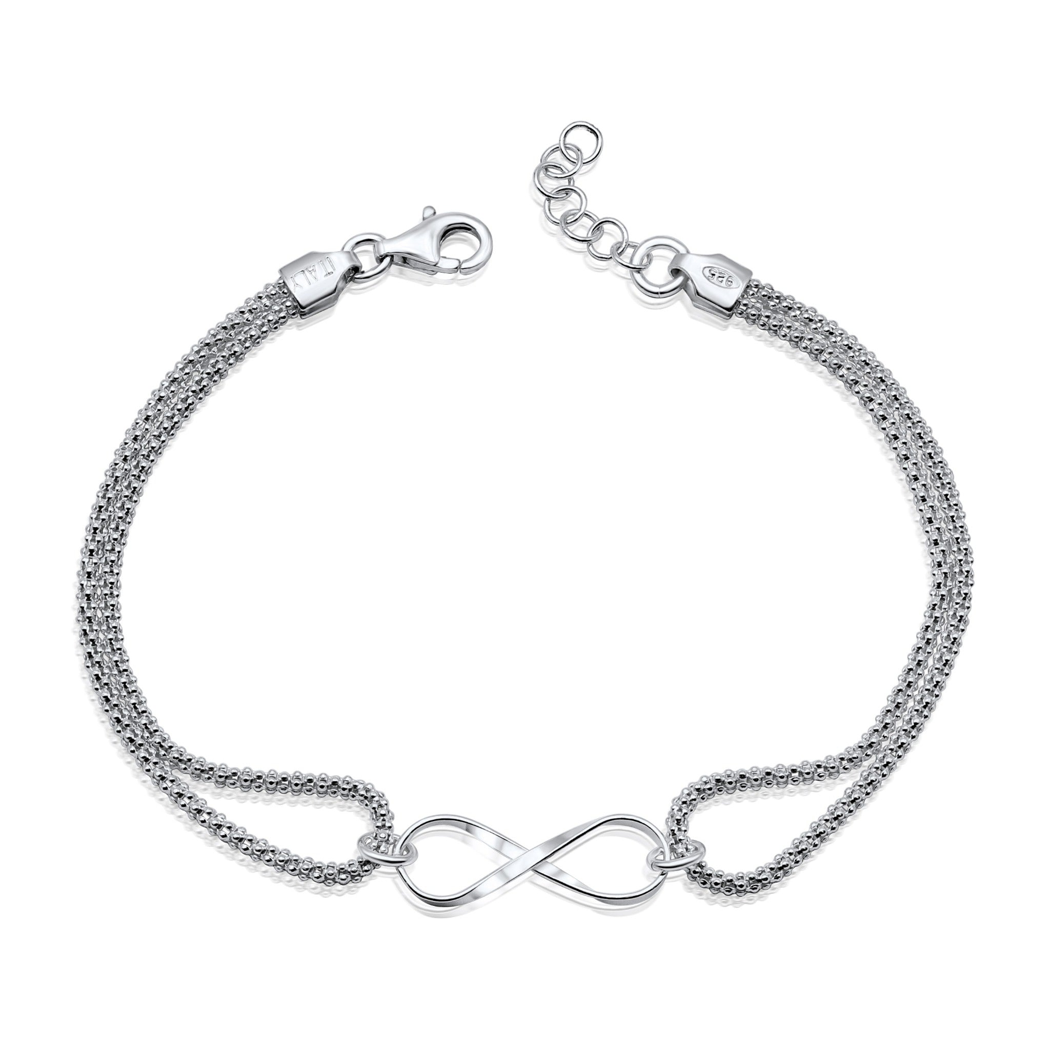 Bracciale Doppio Filo con Simbolo Infinito in Argento 925