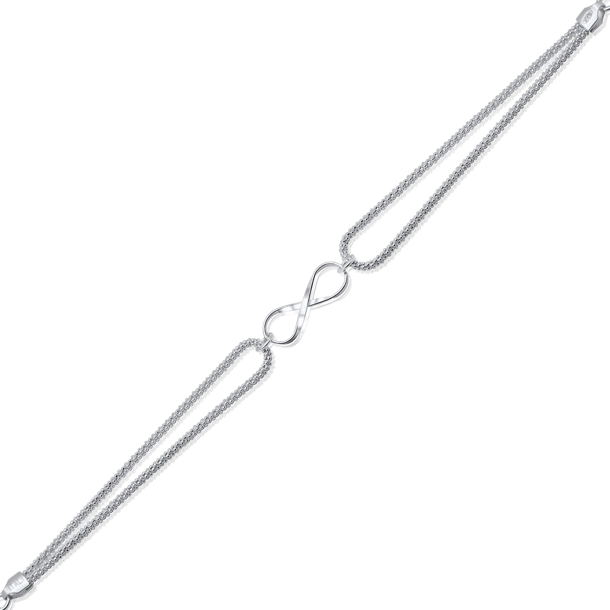 Bracciale Doppio Filo con Simbolo Infinito in Argento 925