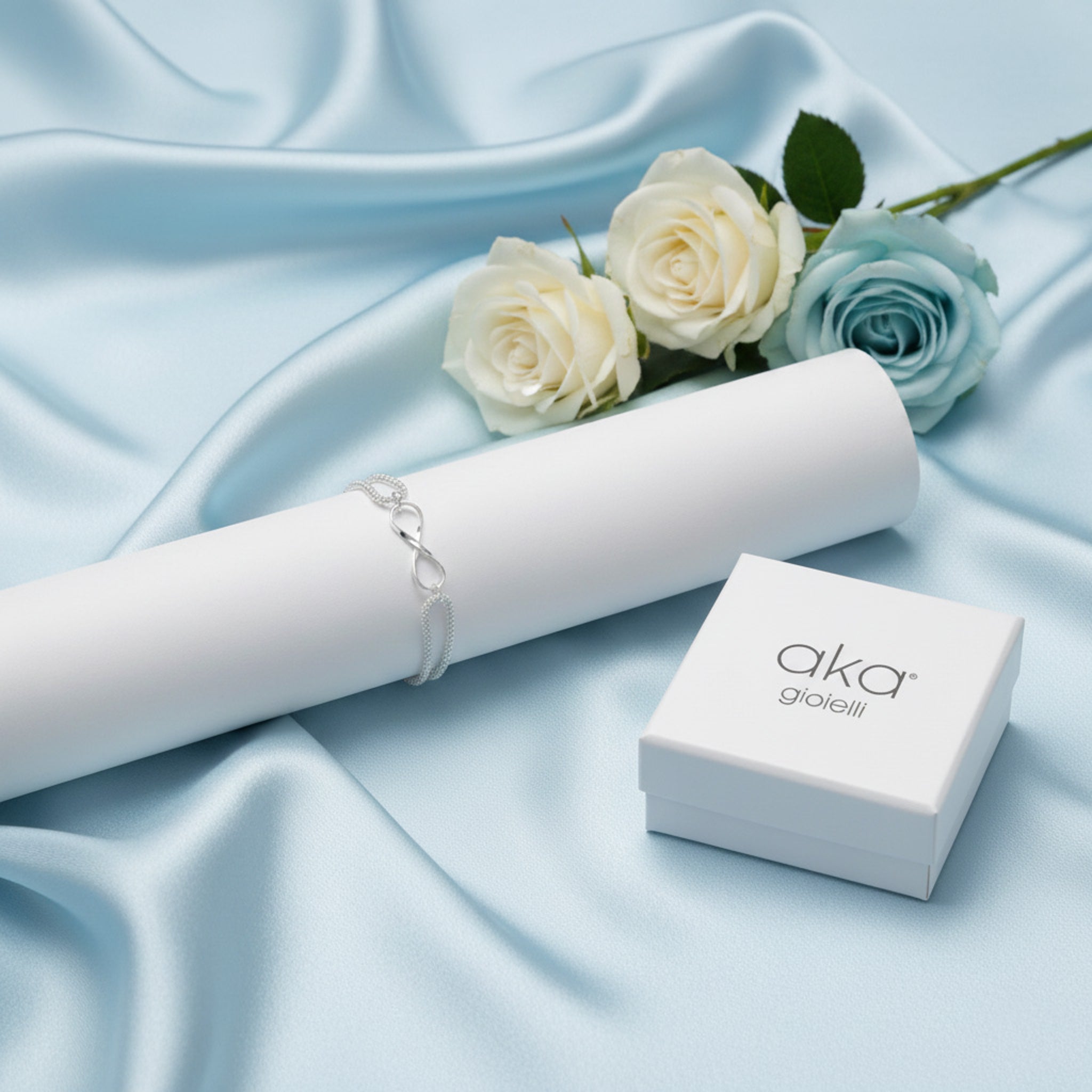 Bracciale Doppio Filo con Simbolo Infinito in Argento 925