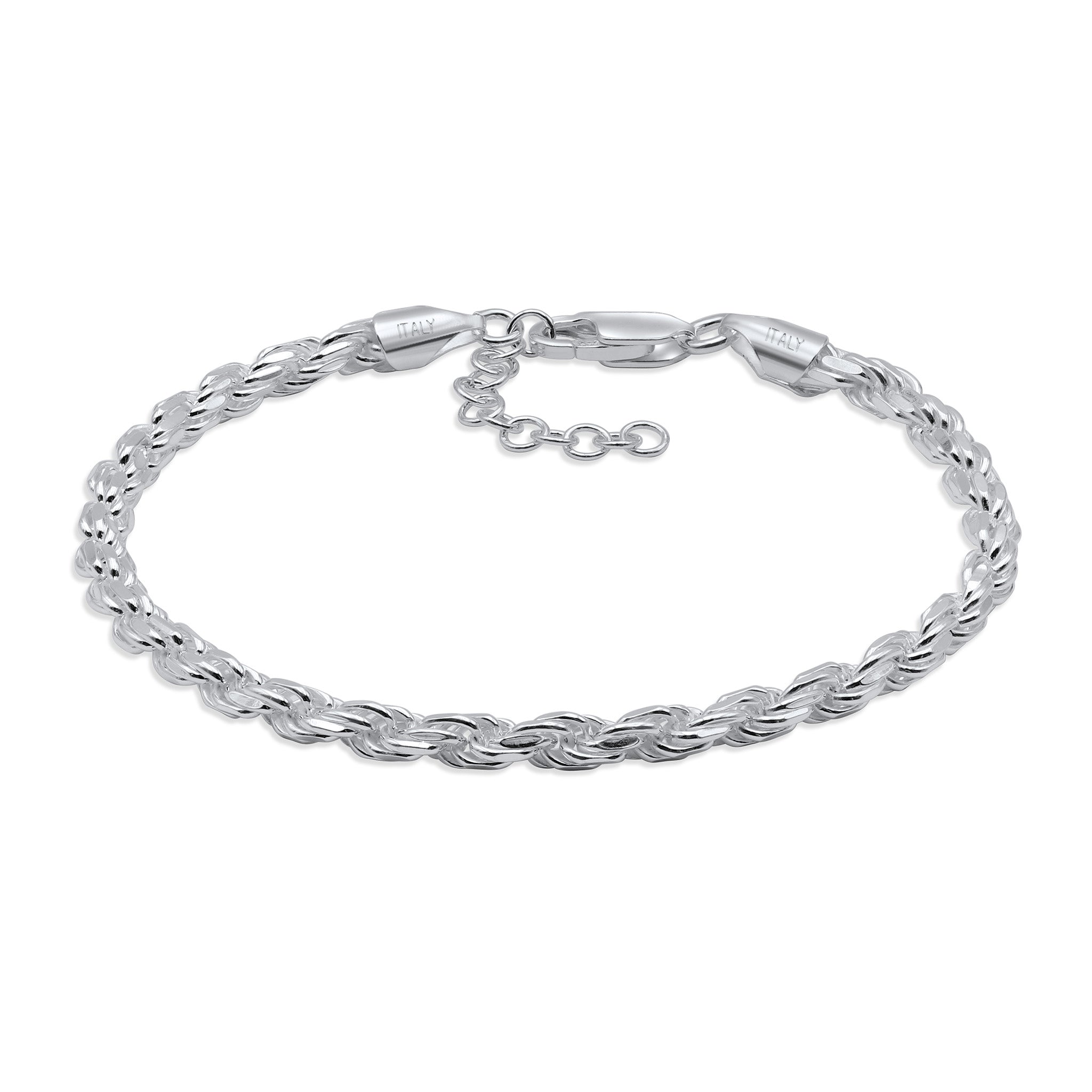 Bracciale Maglia Corda 4 mm in Argento 925