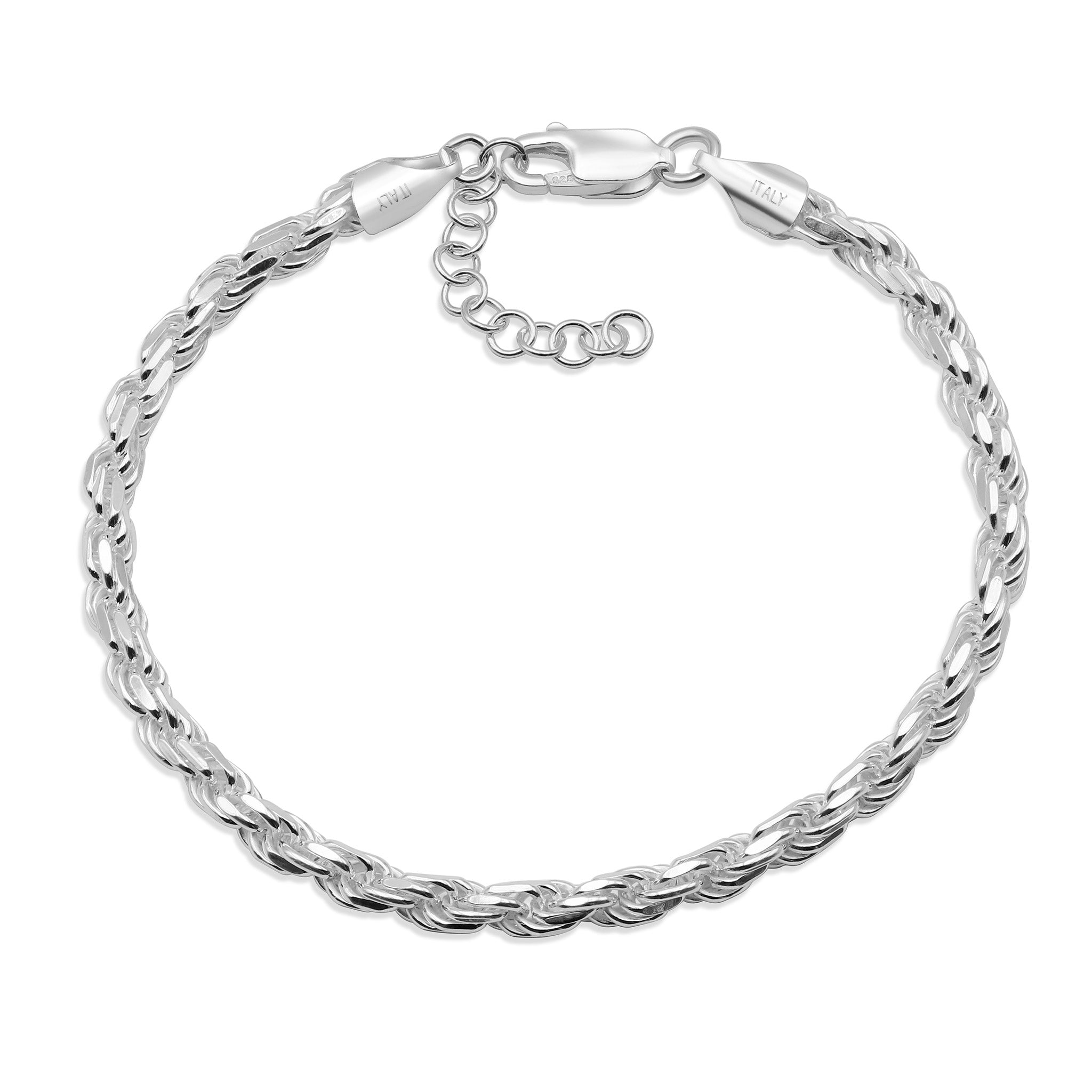 Bracciale Maglia Corda 4 mm in Argento 925