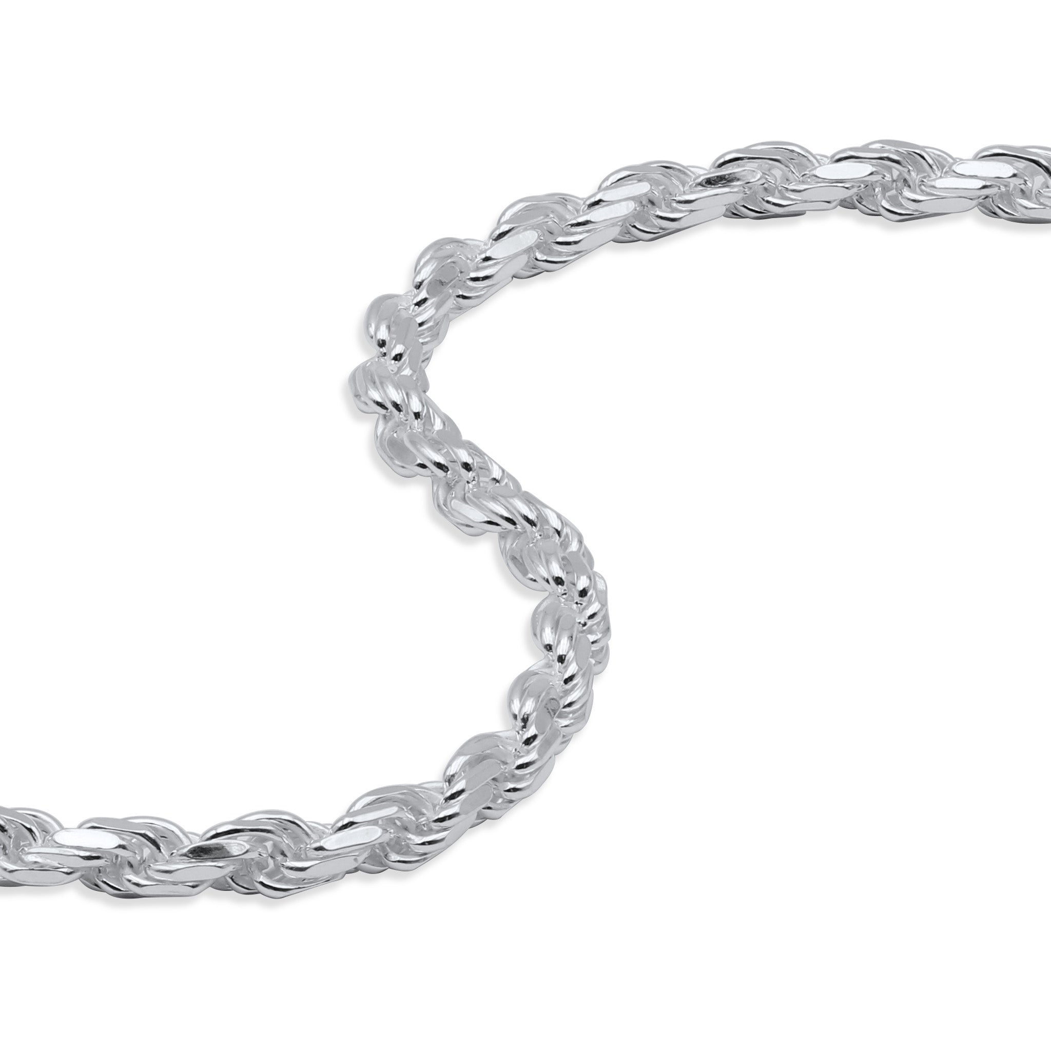 Bracciale Maglia Corda 4 mm in Argento 925