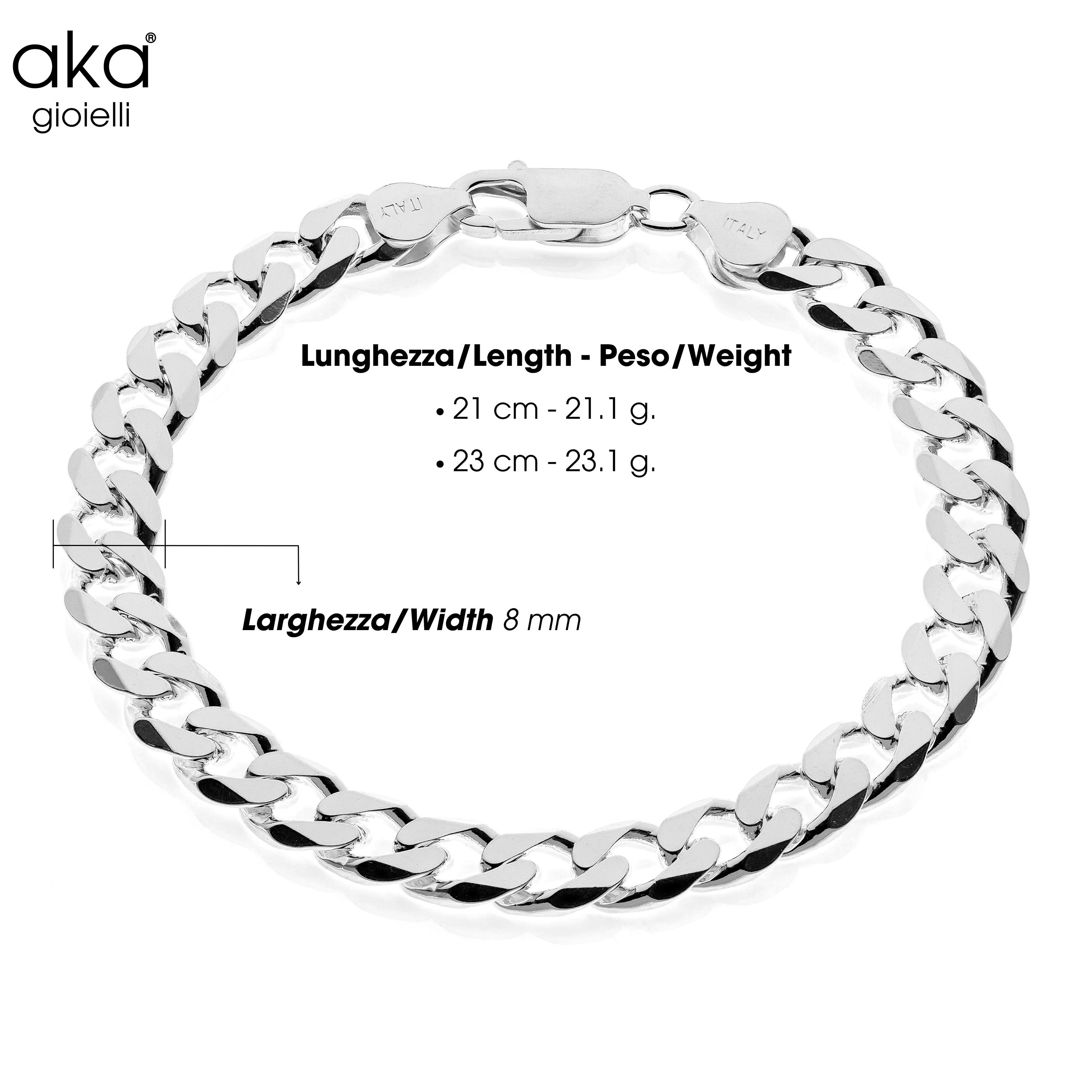 Bracciale Maglia Cubana Classica 8 mm in Argento 925