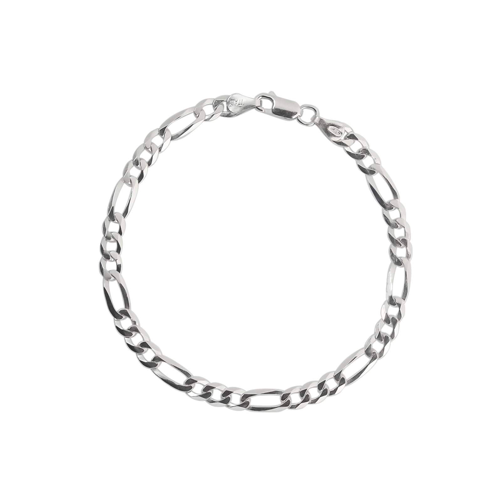 Bracciale Maglia Figaro 5 mm in Argento 925 Rodiato