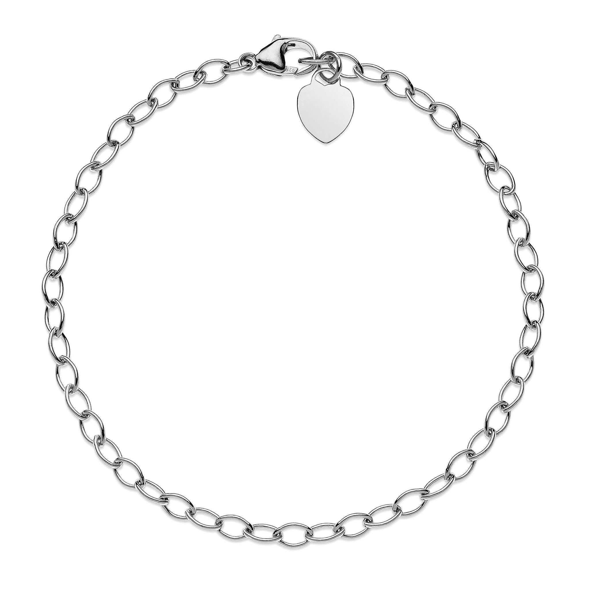 925 Rhodium Plated Silver Charm Bracelet