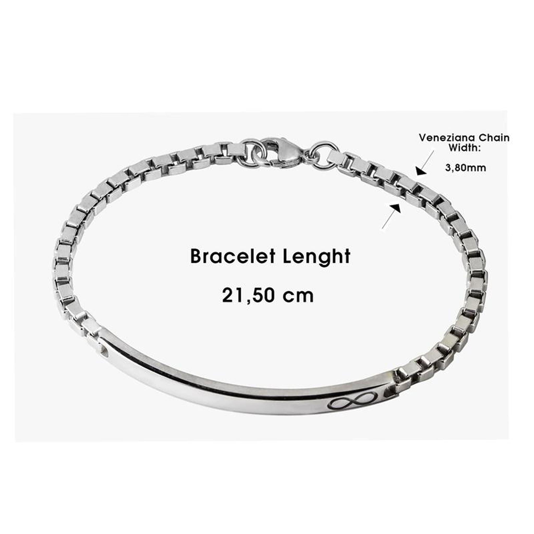 Men's Bracelet with ID Tag and Infinity in Rhodium-Plated 925 Silver 